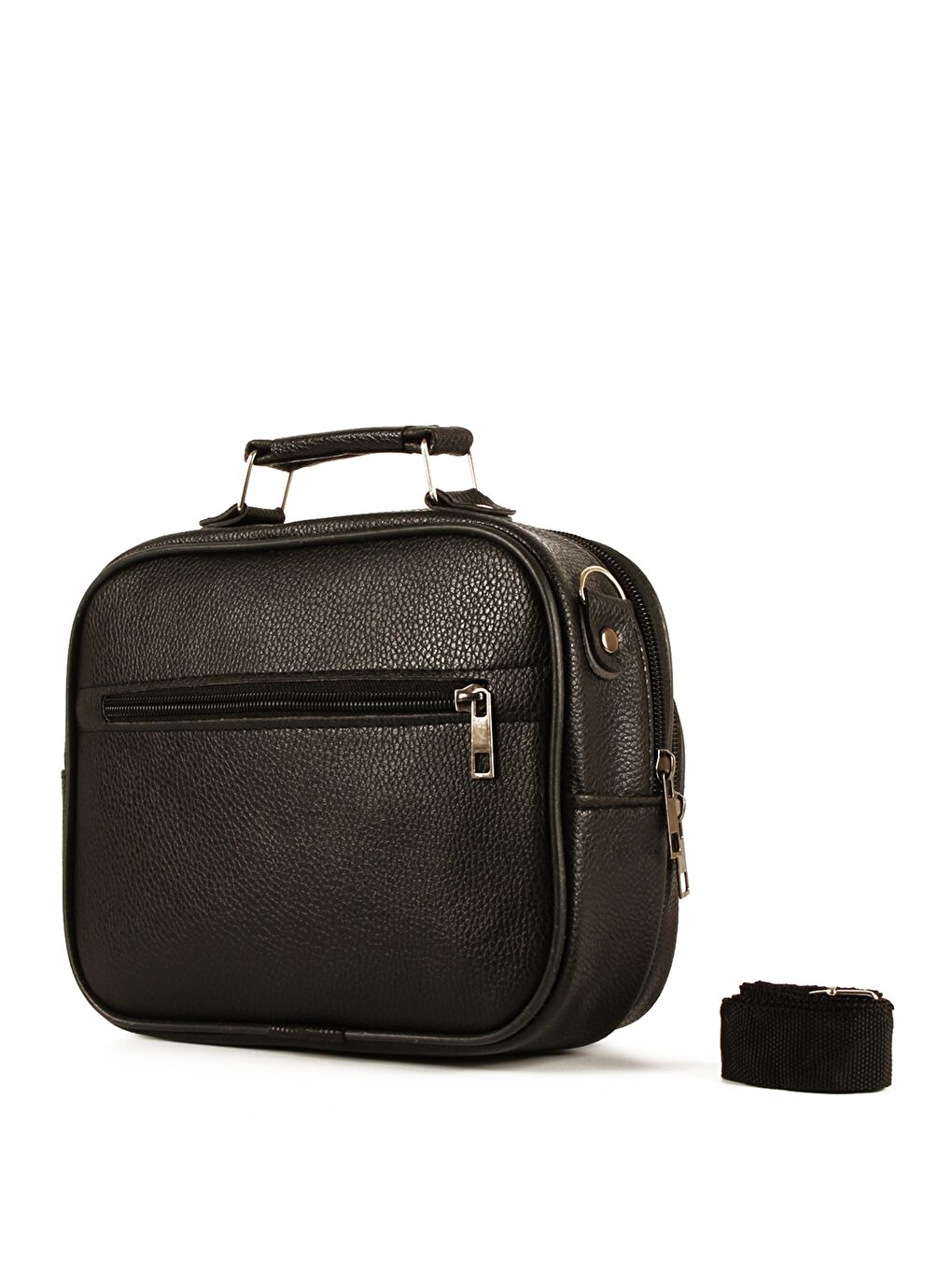 Siyah Deri Görünümlü Erkek El Çantası 3'lü-4