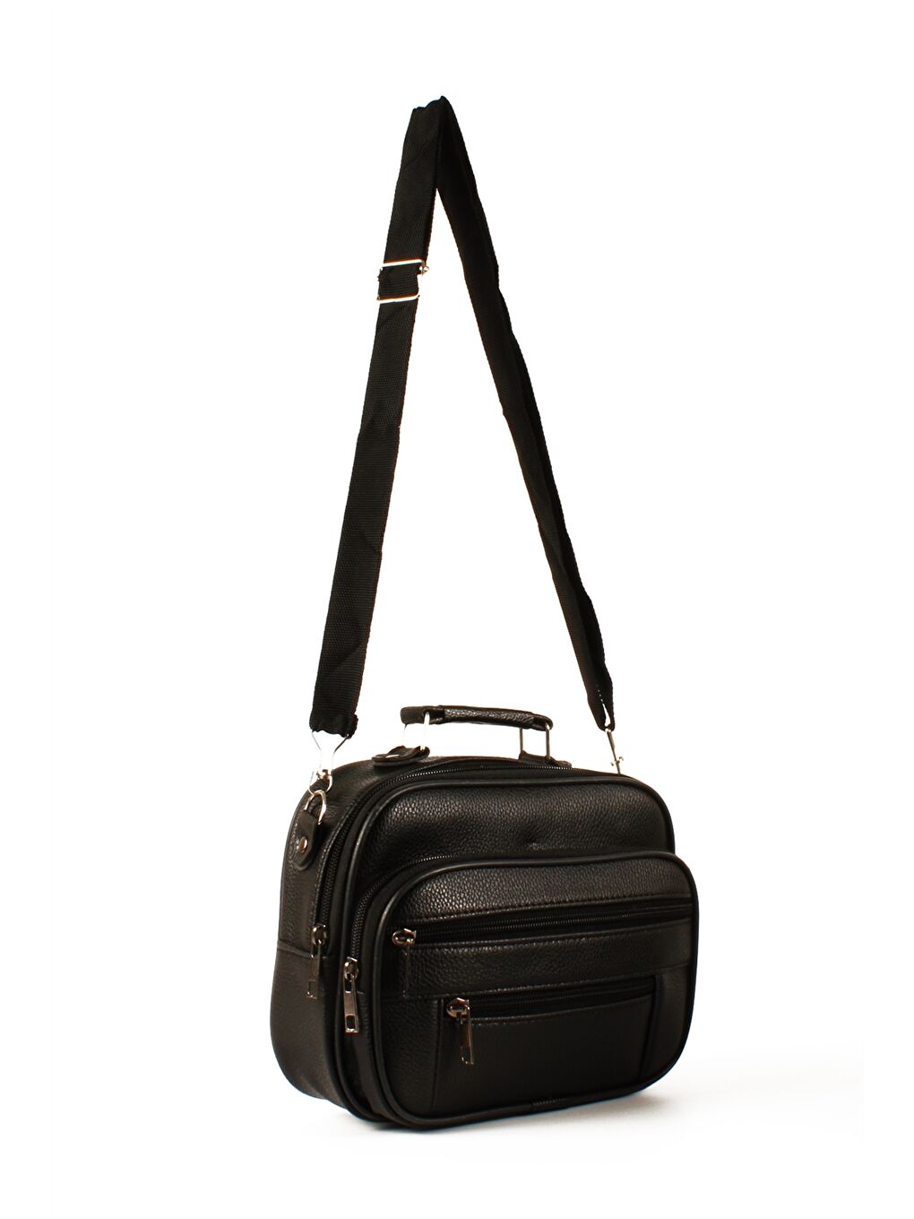 Siyah Deri Görünümlü Erkek El Çantası 3'lü-5