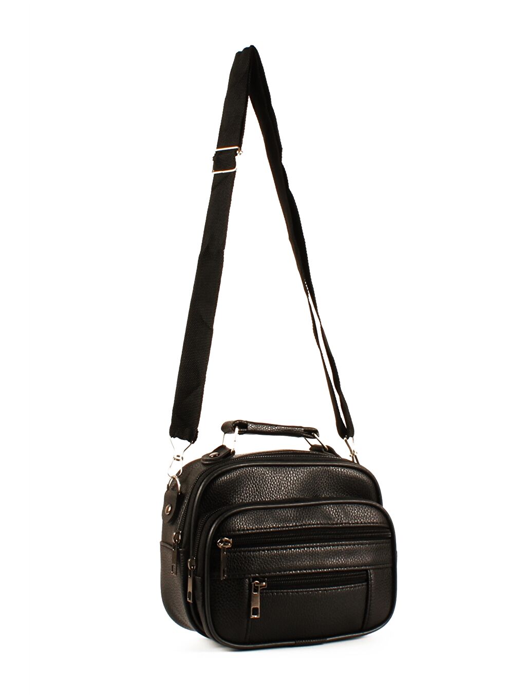 Siyah Deri Görünümlü Erkek El Çantası 3'lü-6