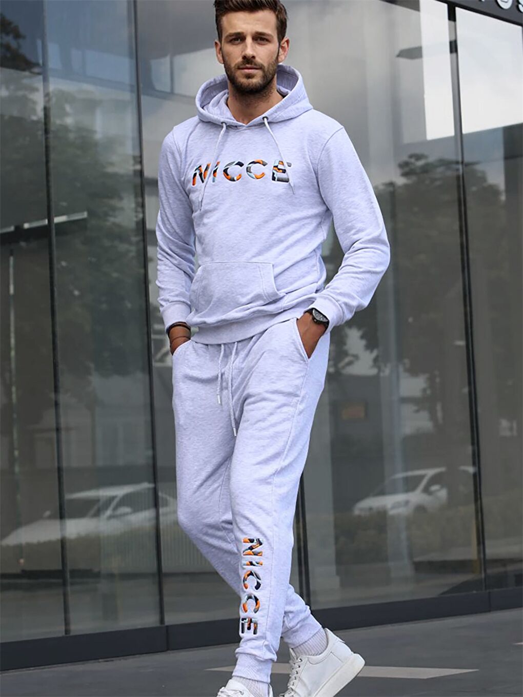 Beyaz Standart Kalıp Erkek Eşofman Takım