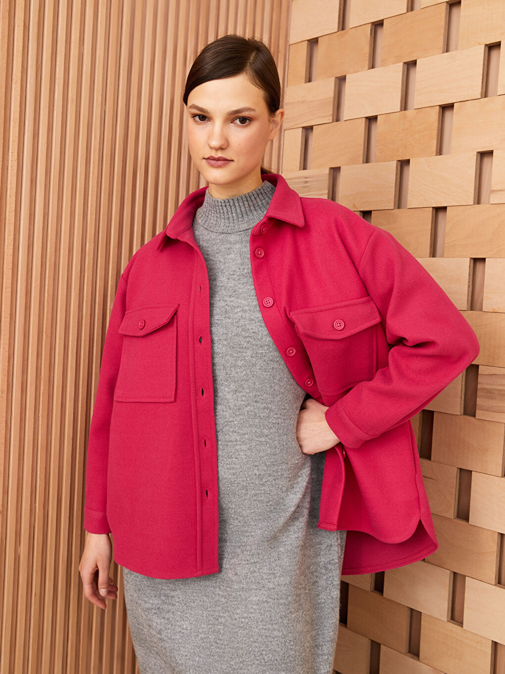 უბრალო გრძელმკლავიანი ქალებისთვის პერანგი ტუნიკა-1