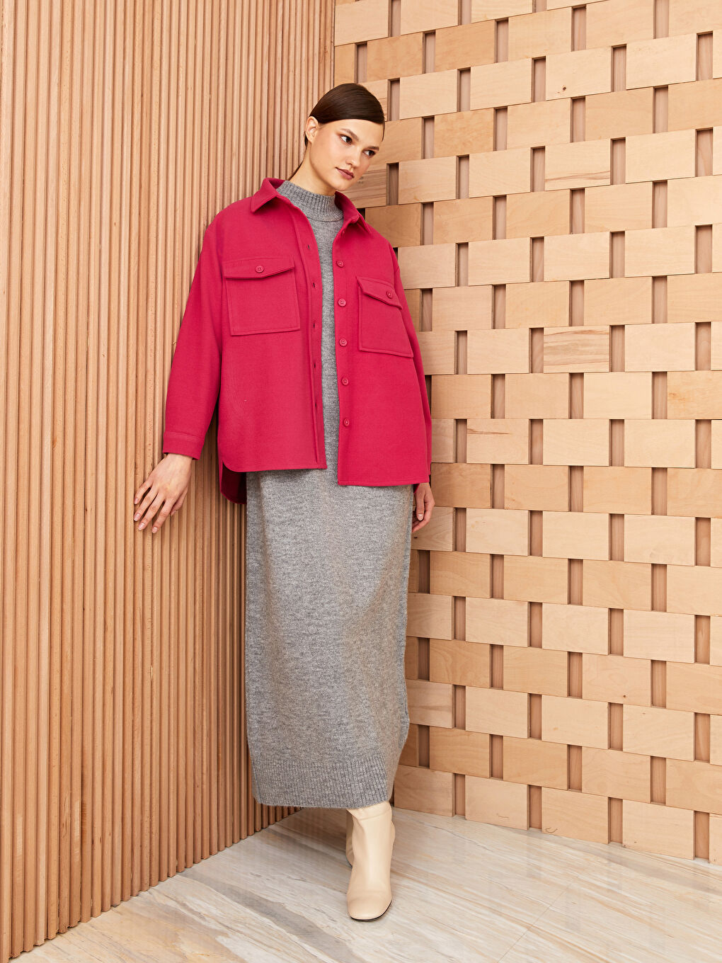 უბრალო გრძელმკლავიანი ქალებისთვის პერანგი ტუნიკა-2