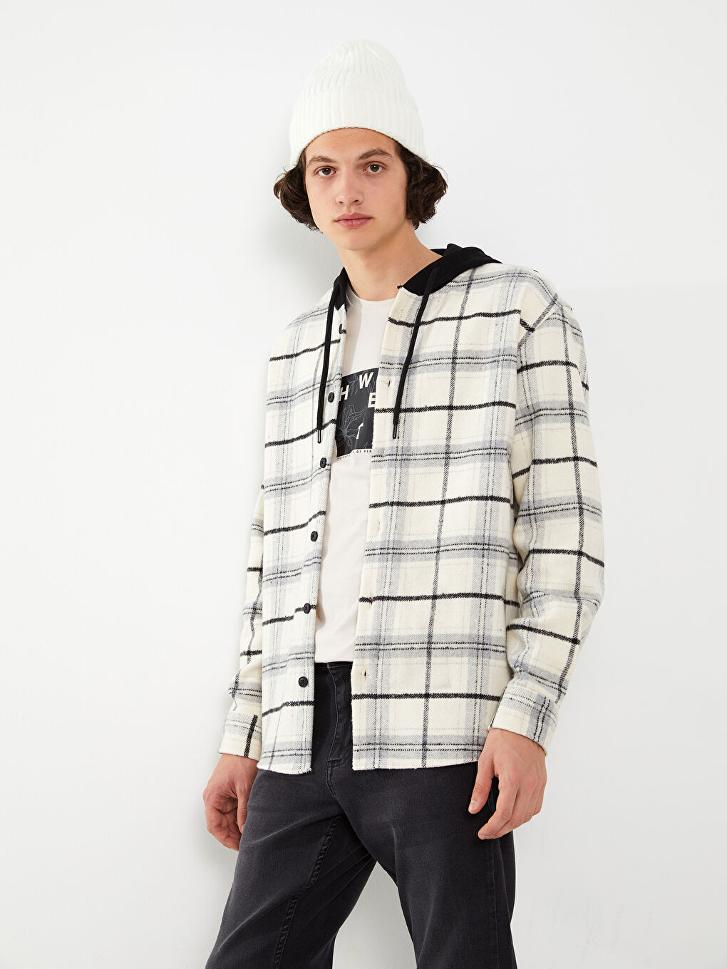 Siyah Regular Fit Uzun Kollu Ekose Erkek Oduncu Gömlek