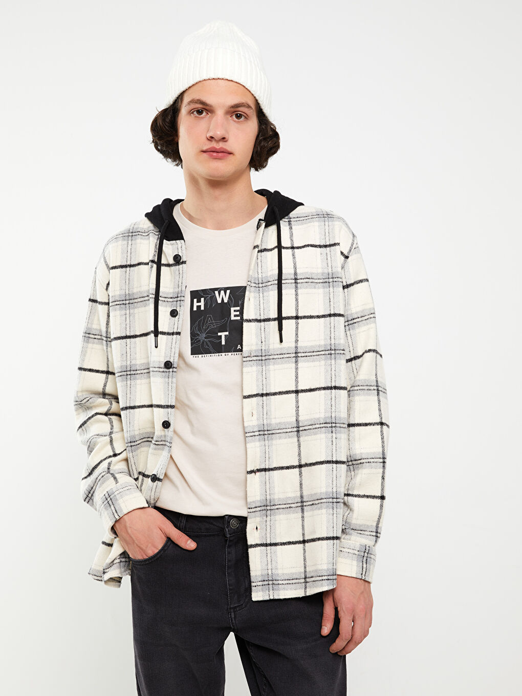 Siyah Regular Fit Uzun Kollu Ekose Erkek Oduncu Gömlek-1