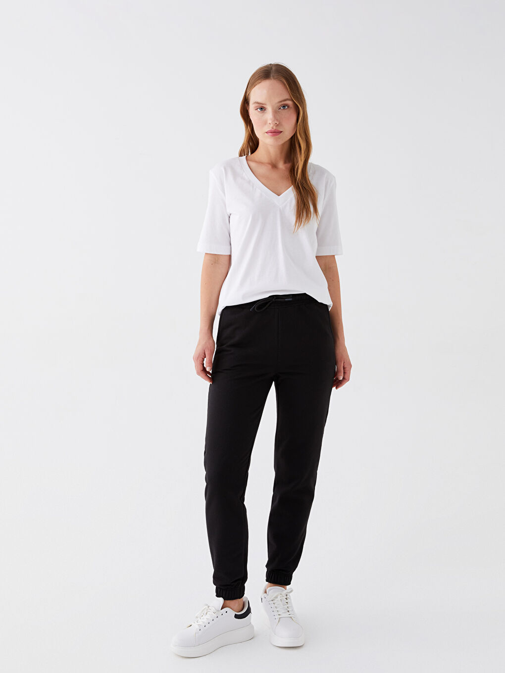 Women's Elasticated Waist Plain Jogger Sweatpants