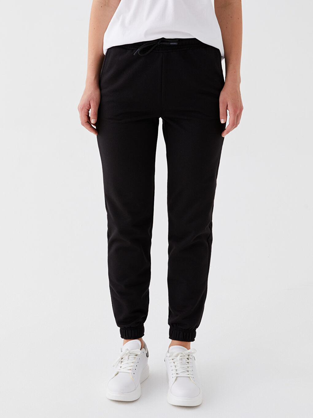 Women's Elasticated Waist Plain Jogger Sweatpants-1