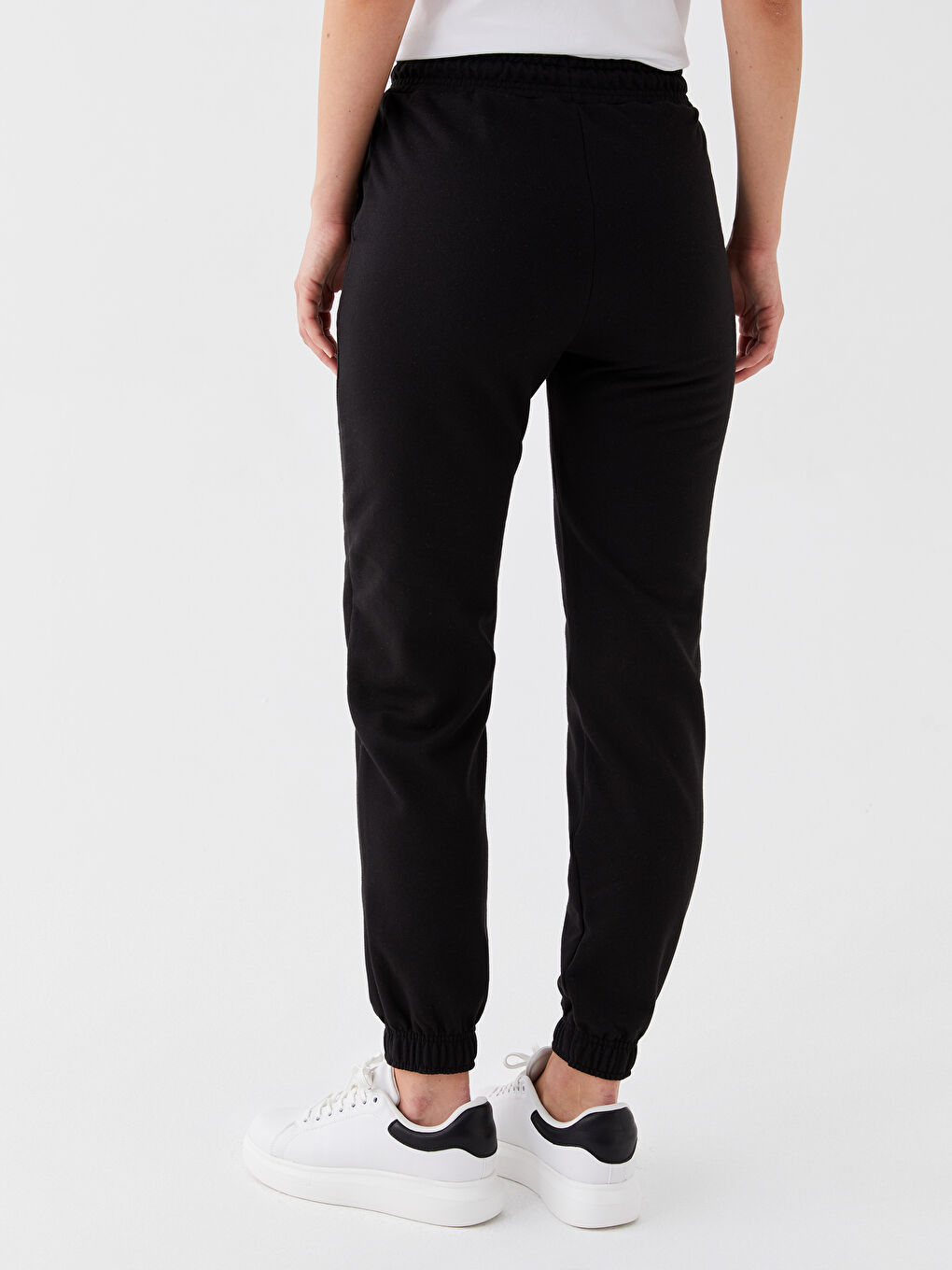 Women's Elasticated Waist Plain Jogger Sweatpants-4