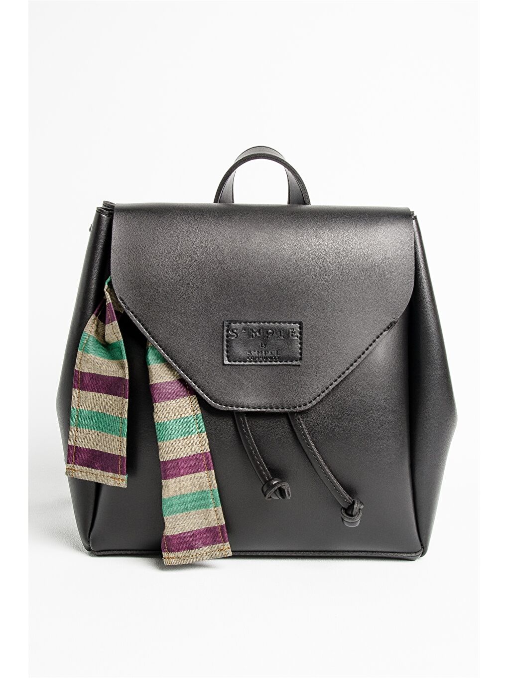 Siyah Deri Görünümlü Kadın Sırt Çantası