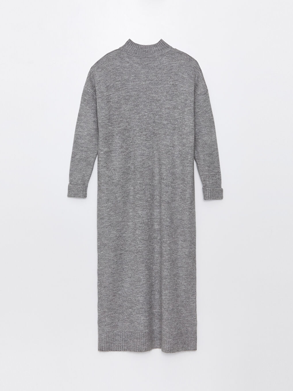 Gri Yarım Balıkçı Yaka Oversize Kadın Triko Elbise-6