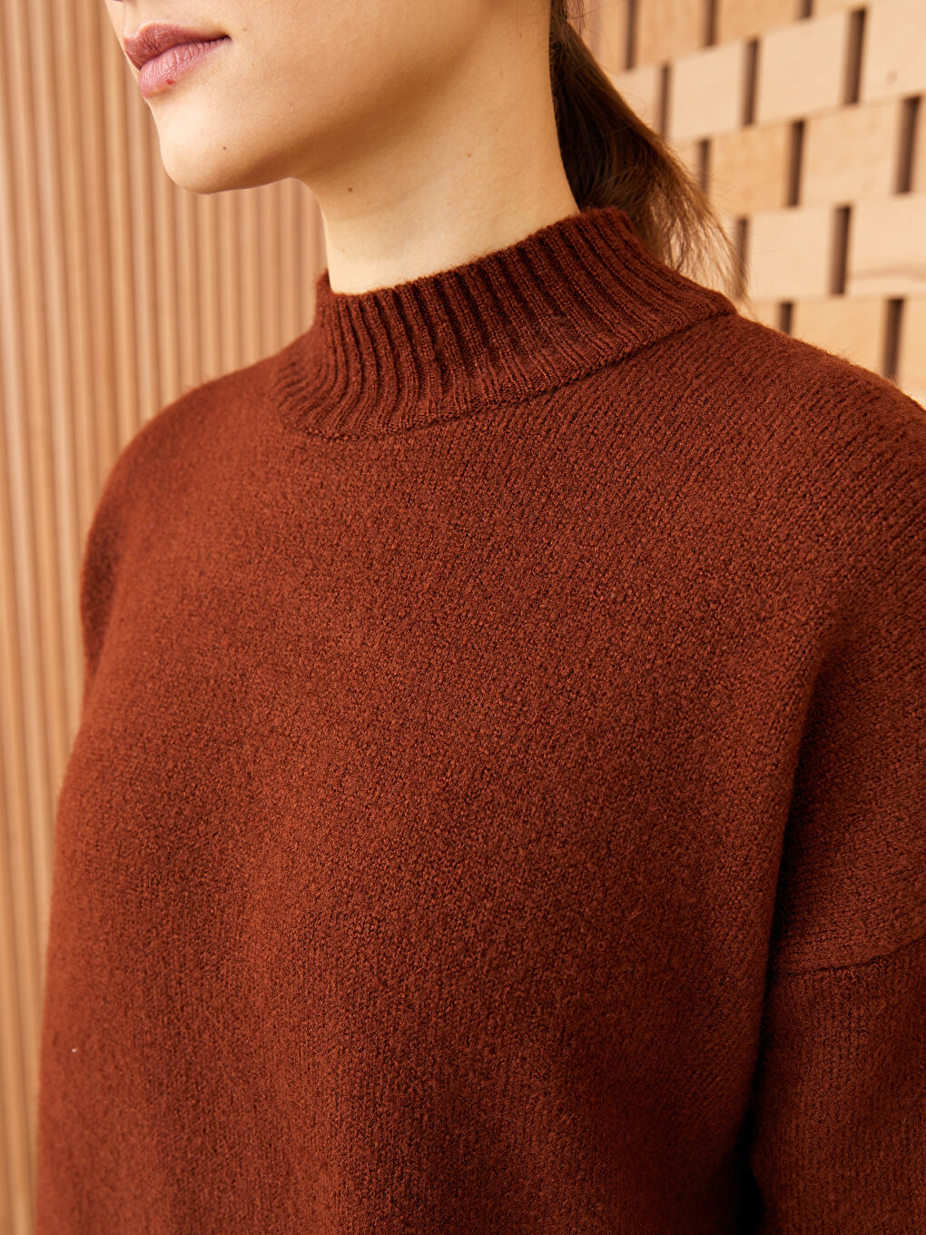 LCW Modest Half Turtleneck Oversize Women's Knitwear Dress -W2KG07Z8-S4L