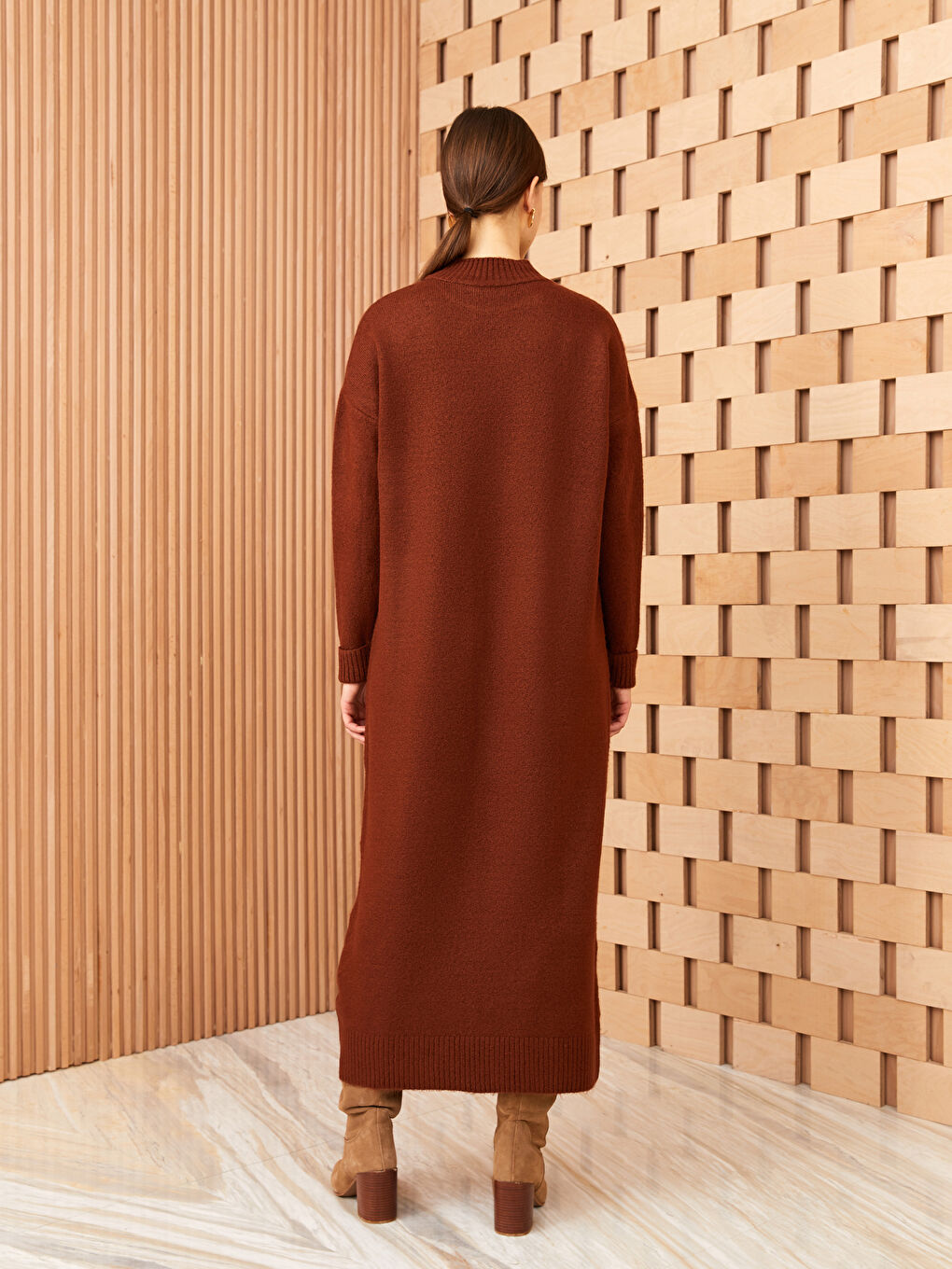 LCW Modest Half Turtleneck Oversize Women's Knitwear Dress -W2KG07Z8-S4L