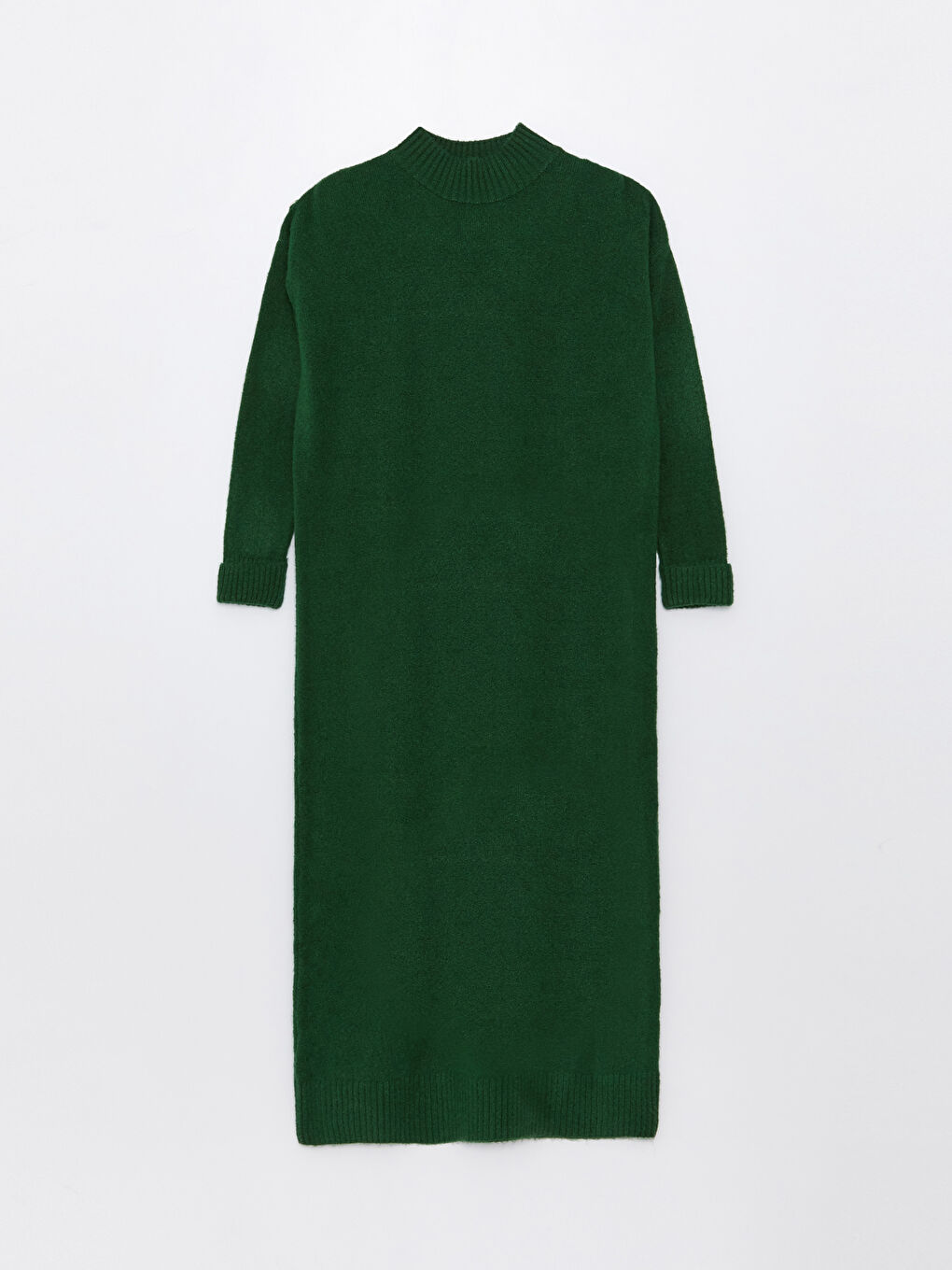 Yeşil Yarım Balıkçı Yaka Oversize Kadın Triko Elbise-5