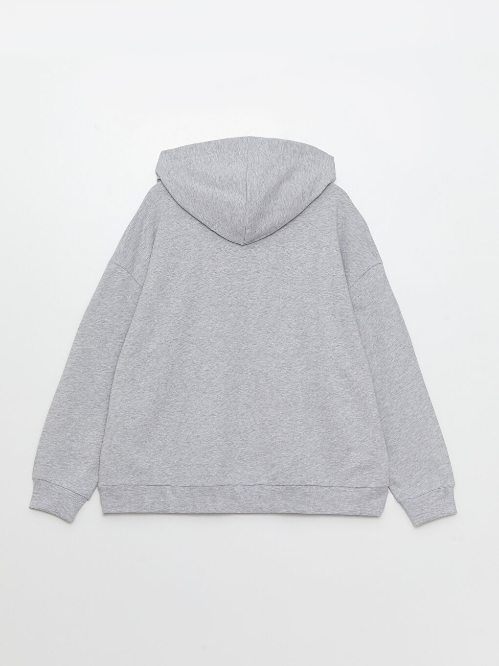 Gri Kapüşonlu Uzun Kollu Baskılı Kadın Sweatshirt-6