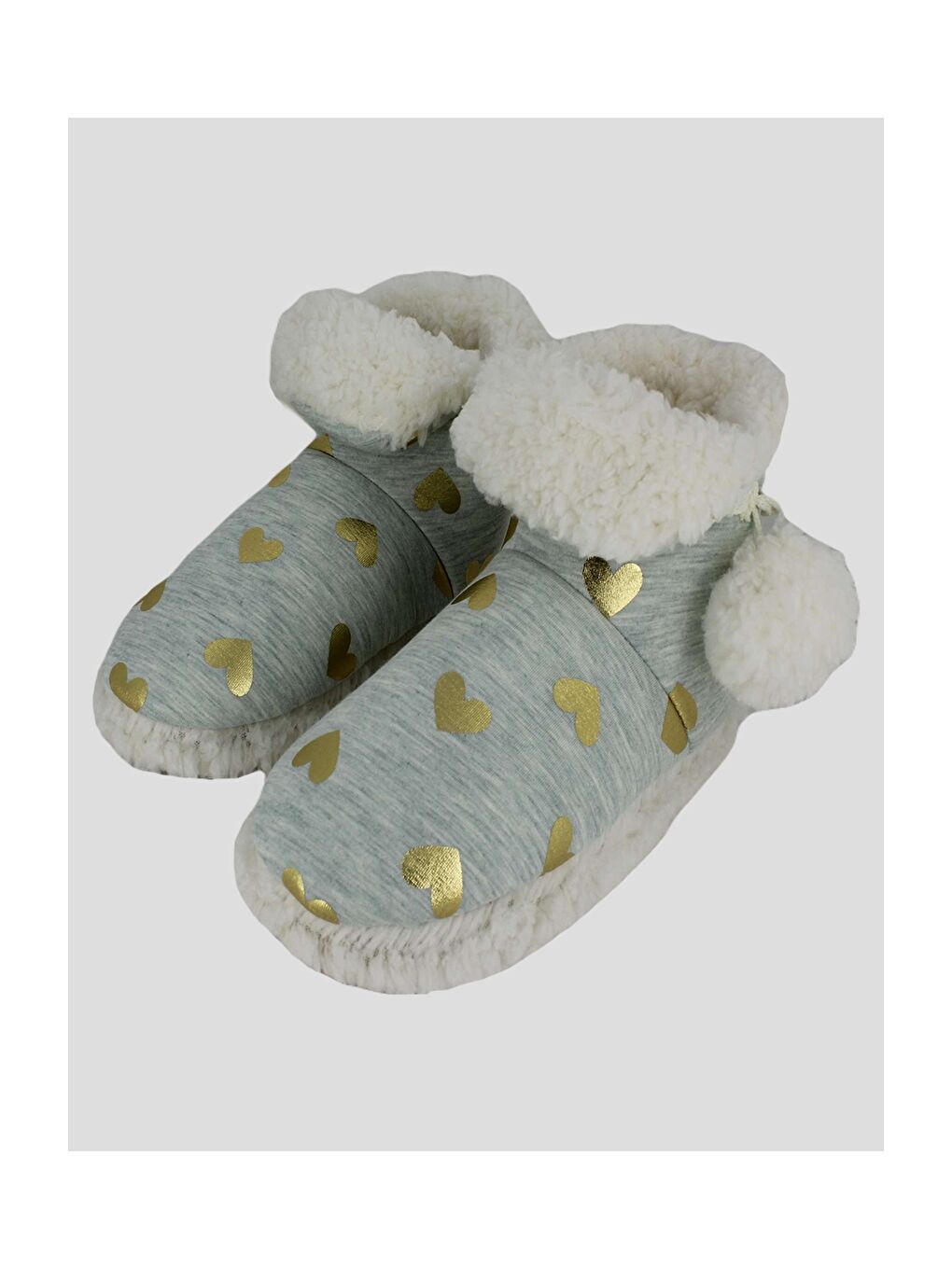 Mavi Ponpon Detaylı Kadın Ev Botu-1