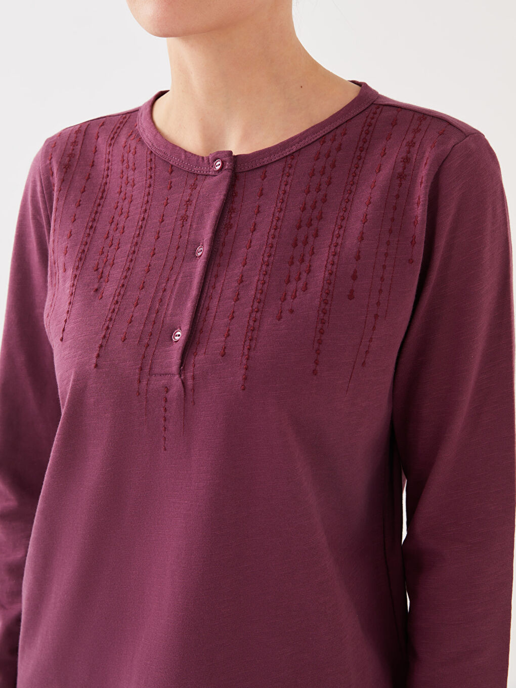 Mürdüm Kadın Bisiklet Yaka Nakışlı Uzun Kollu Bluz-2