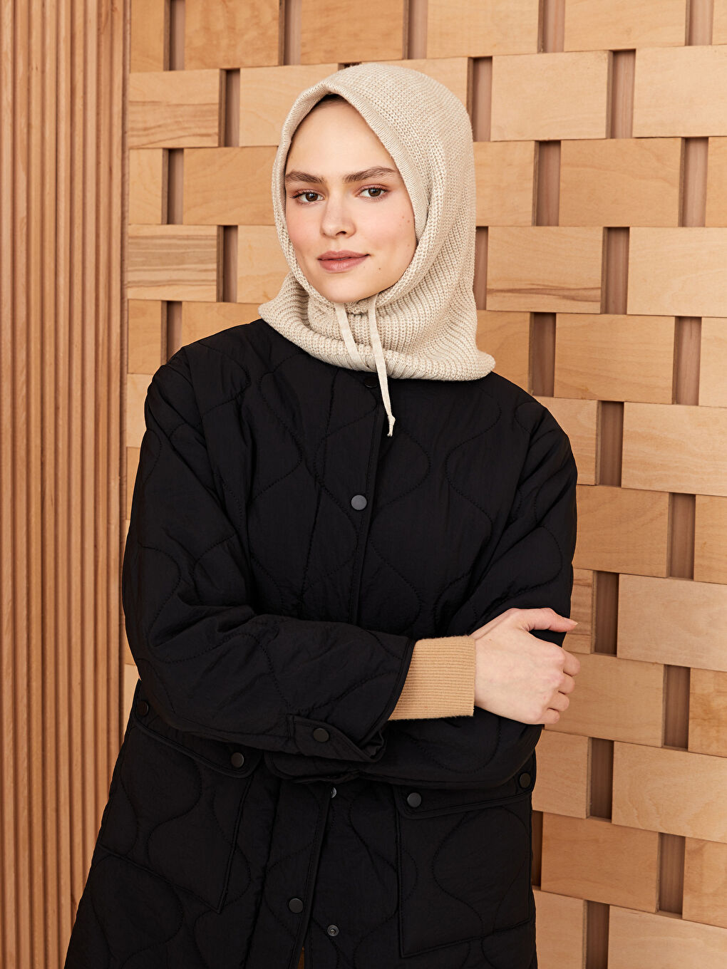 Bej Kadın Triko Bone