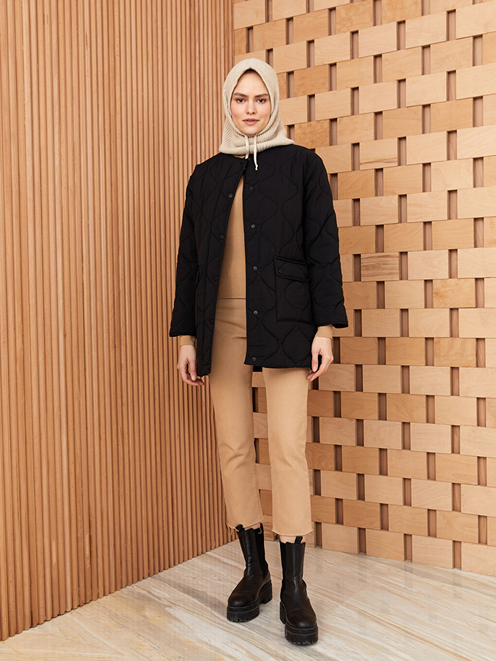 Bej Kadın Triko Bone-2