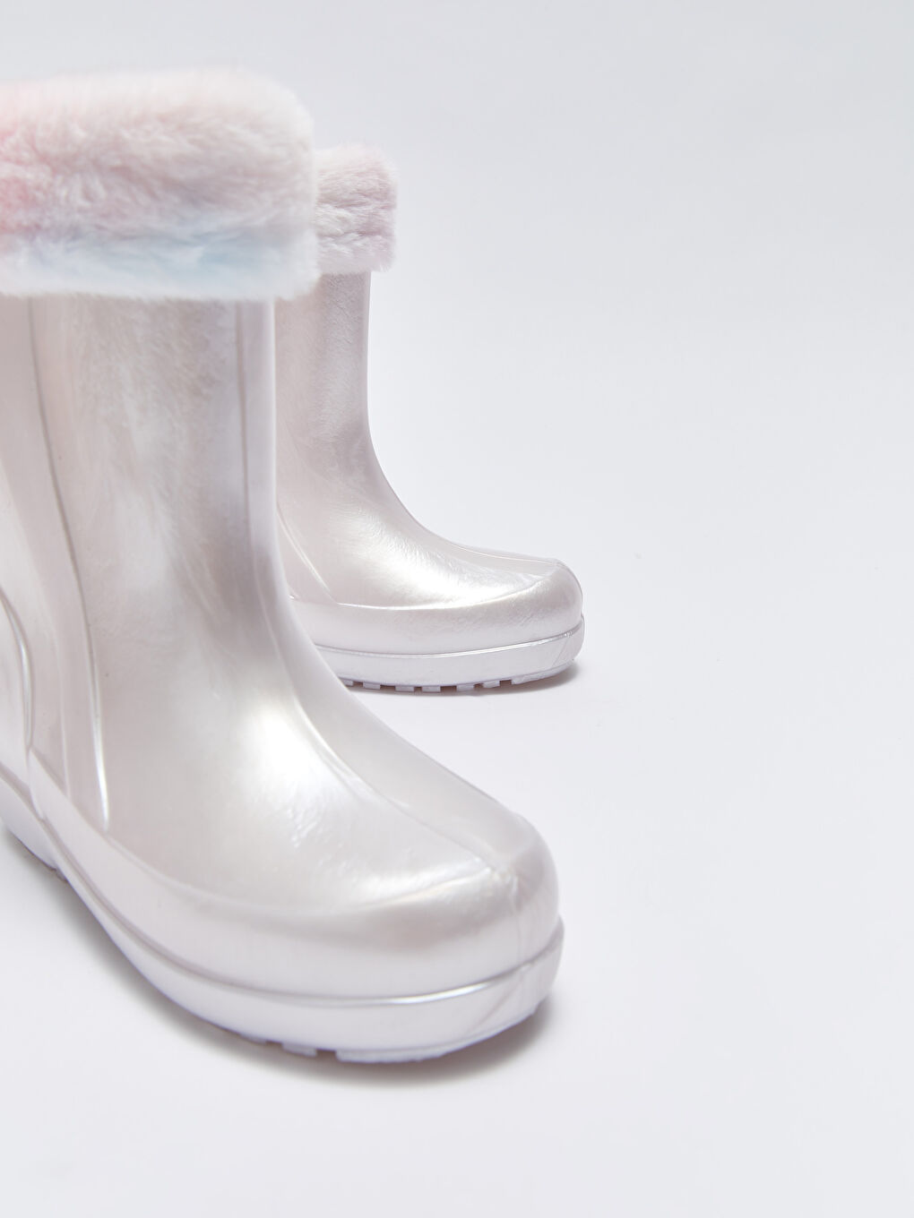 Lila Kürk Detaylı Kız Çocuk Diz Altı Yağmur Çizmesi-2