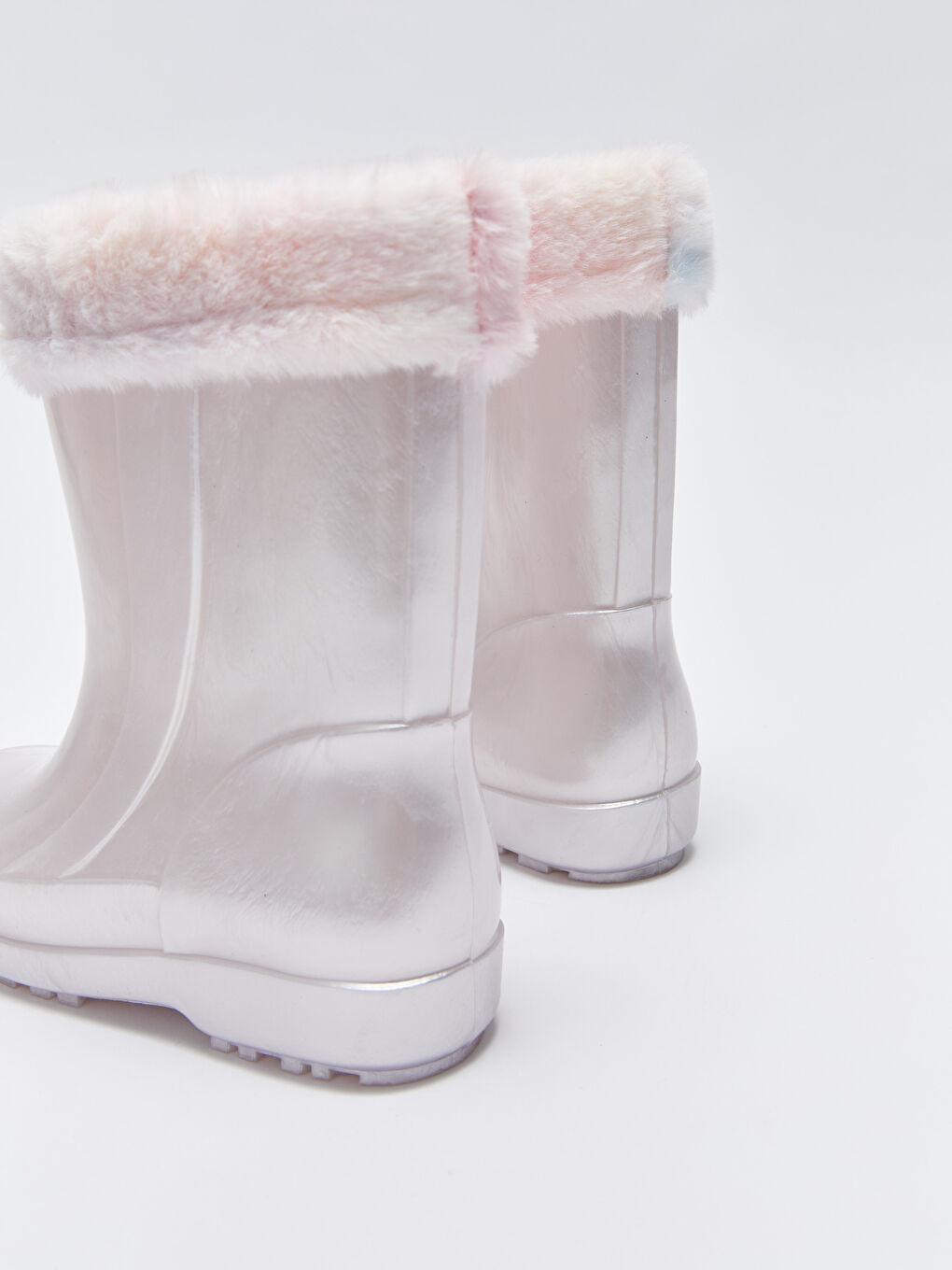 Lila Kürk Detaylı Kız Çocuk Diz Altı Yağmur Çizmesi-4