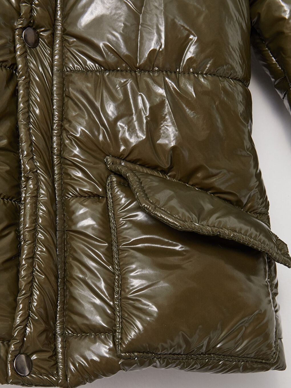 Haki Kapüşonlu Uzun Kollu Erkek Bebek Mont-2