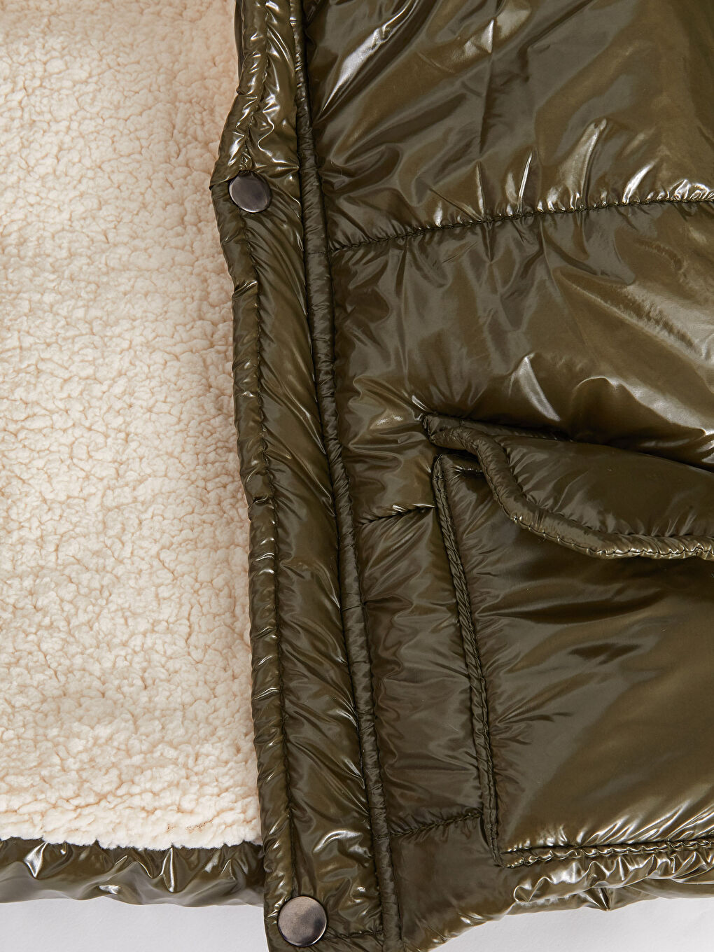 Haki Kapüşonlu Uzun Kollu Erkek Bebek Mont-3