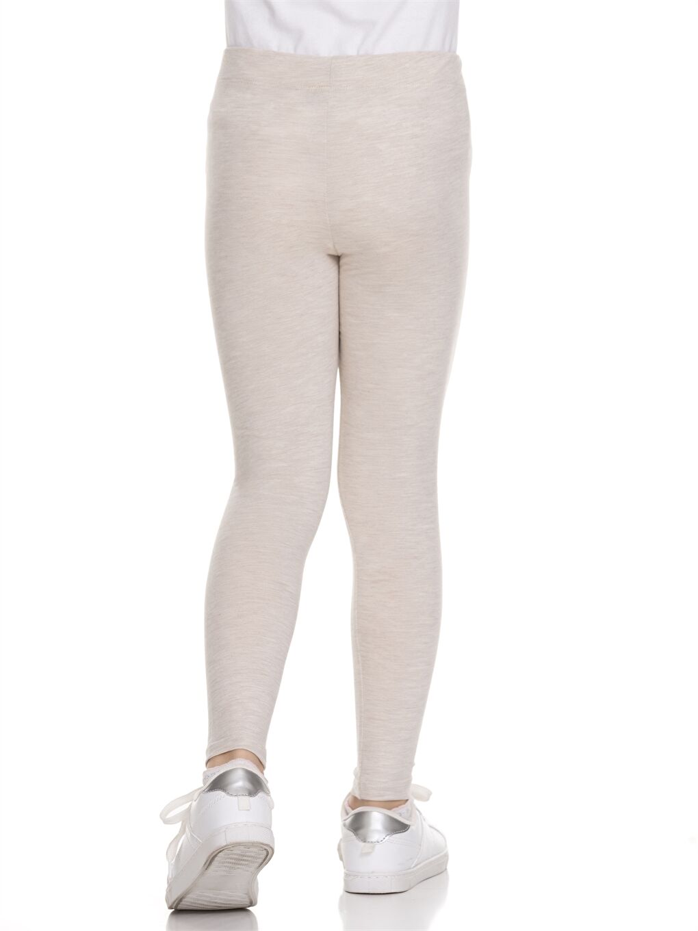 Bej Beli Lastikli Basic Kız Çocuk Tayt-3