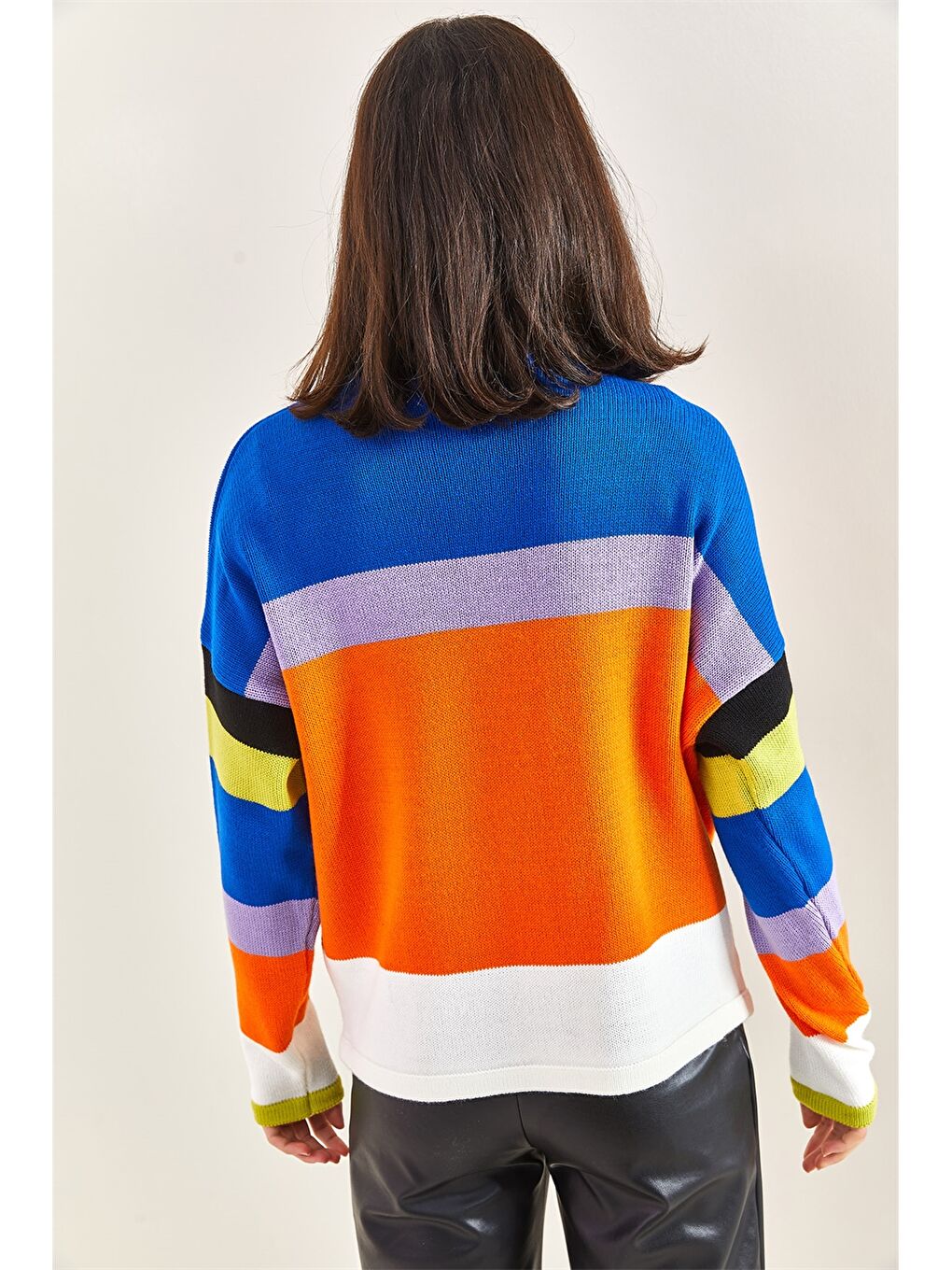 Turuncu Bisiklet Yaka Uzun Kollu Kadın Kazak-6