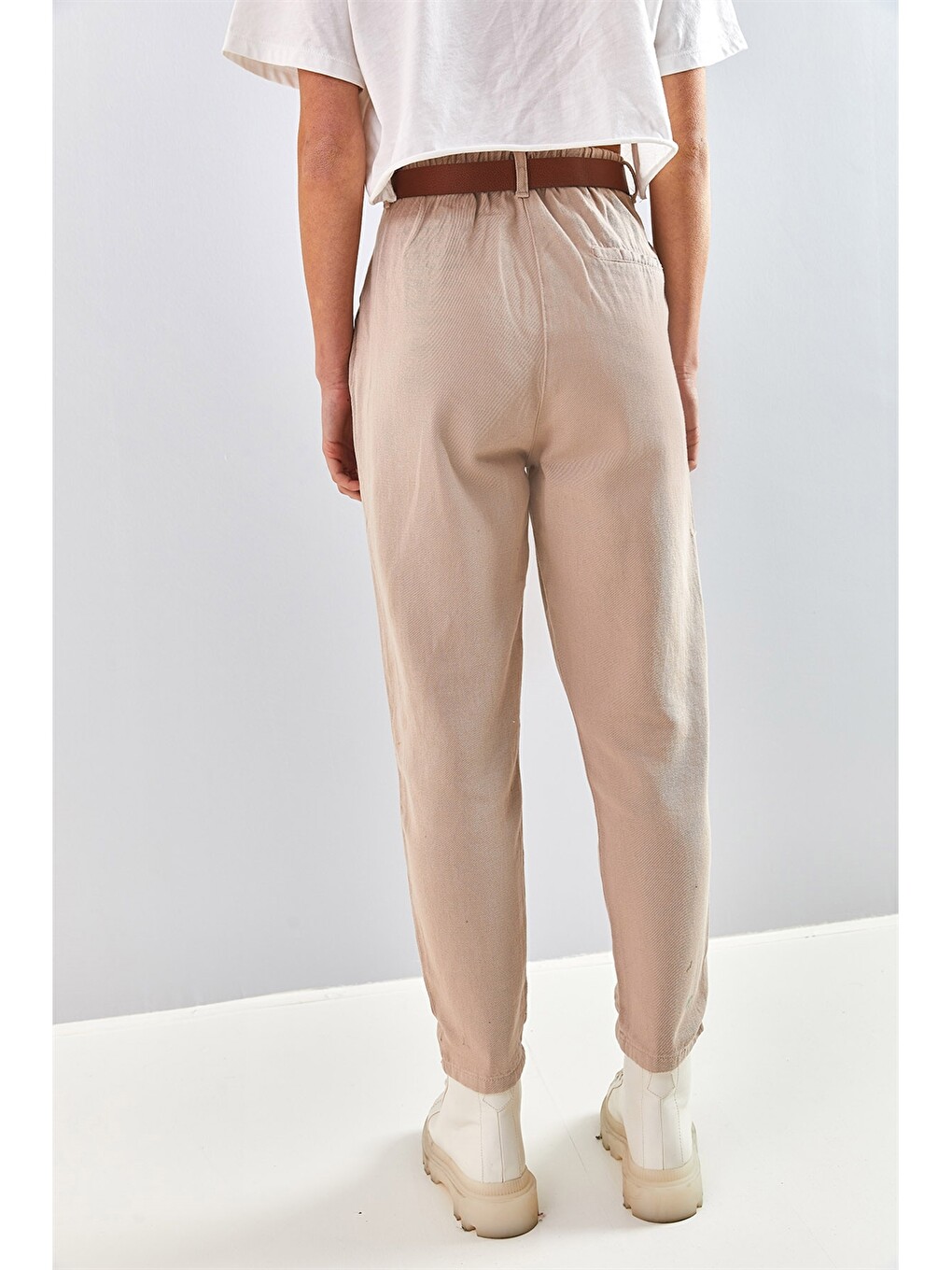 Bej Gabardin Kadın Pantolon-7