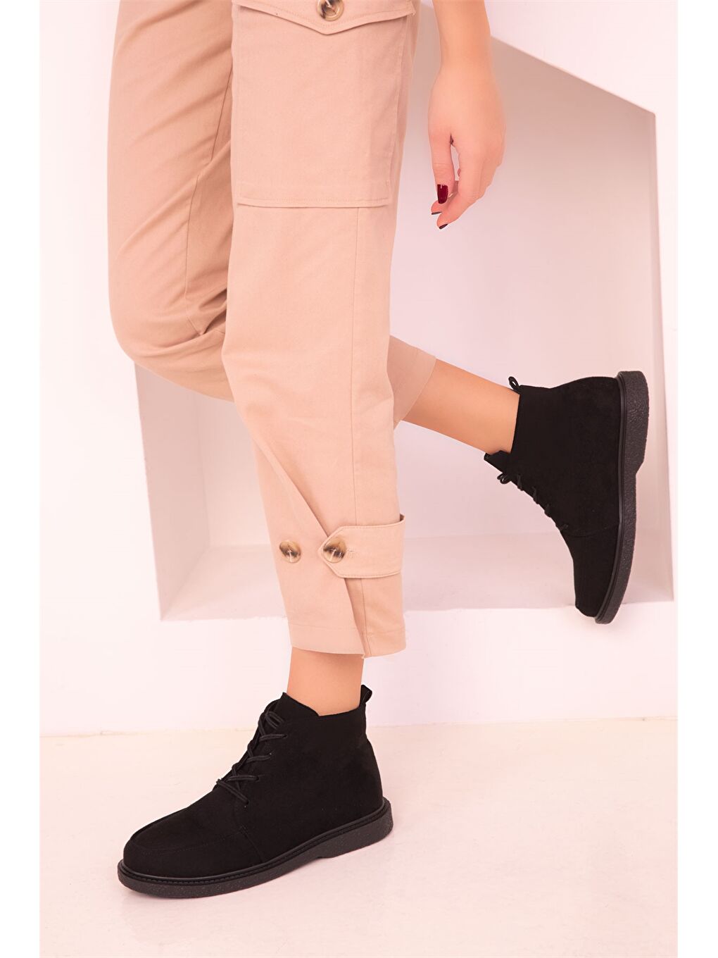 أحذية الكاحل برباط للنساء-2