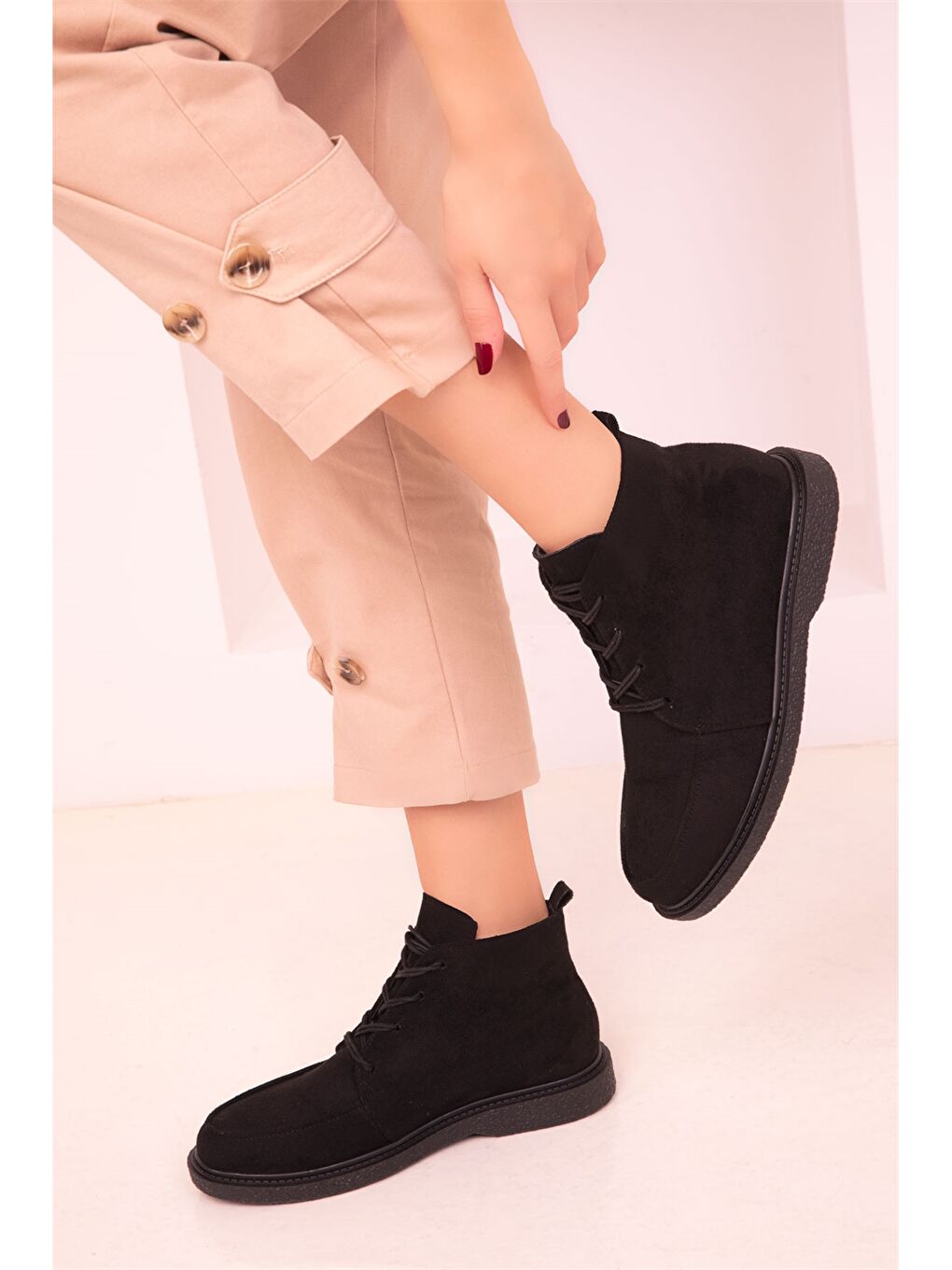 أحذية الكاحل برباط للنساء-3