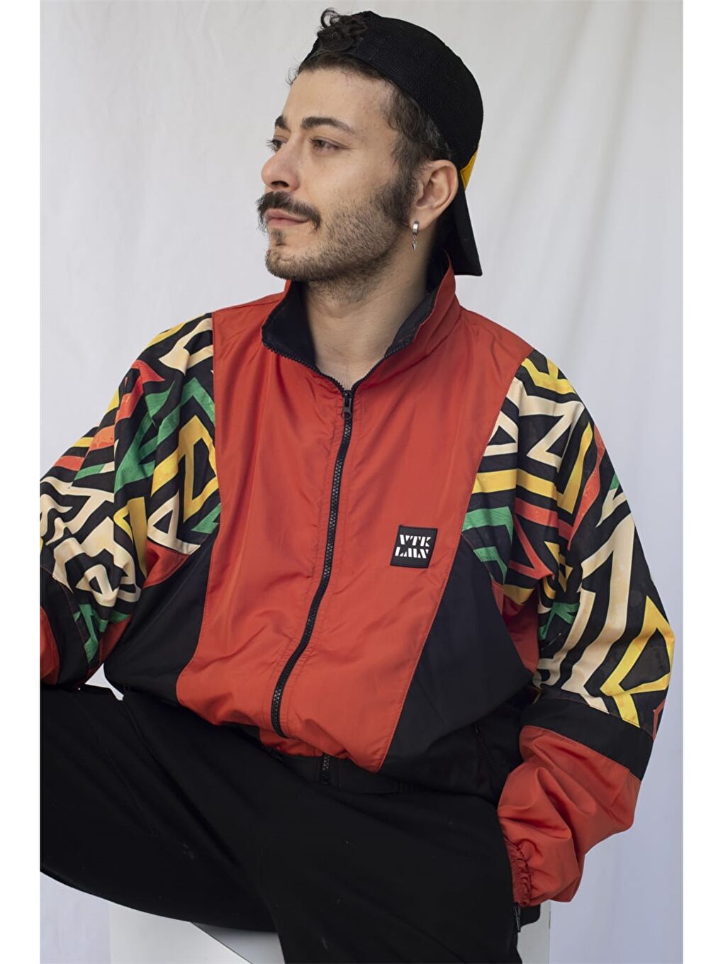 Kahverengi Oversize Dik Yaka Unisex Bomber Ceket