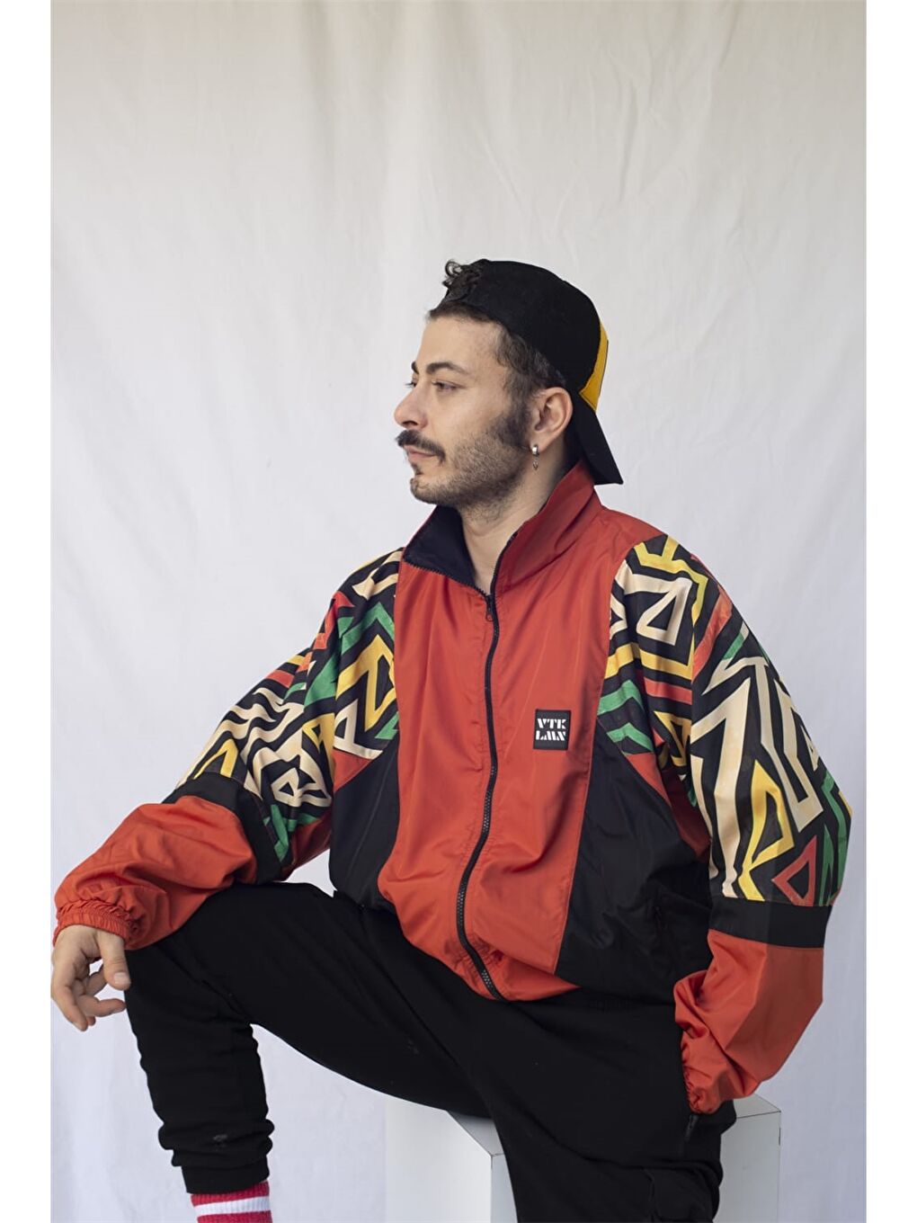 Kahverengi Oversize Dik Yaka Unisex Bomber Ceket-2