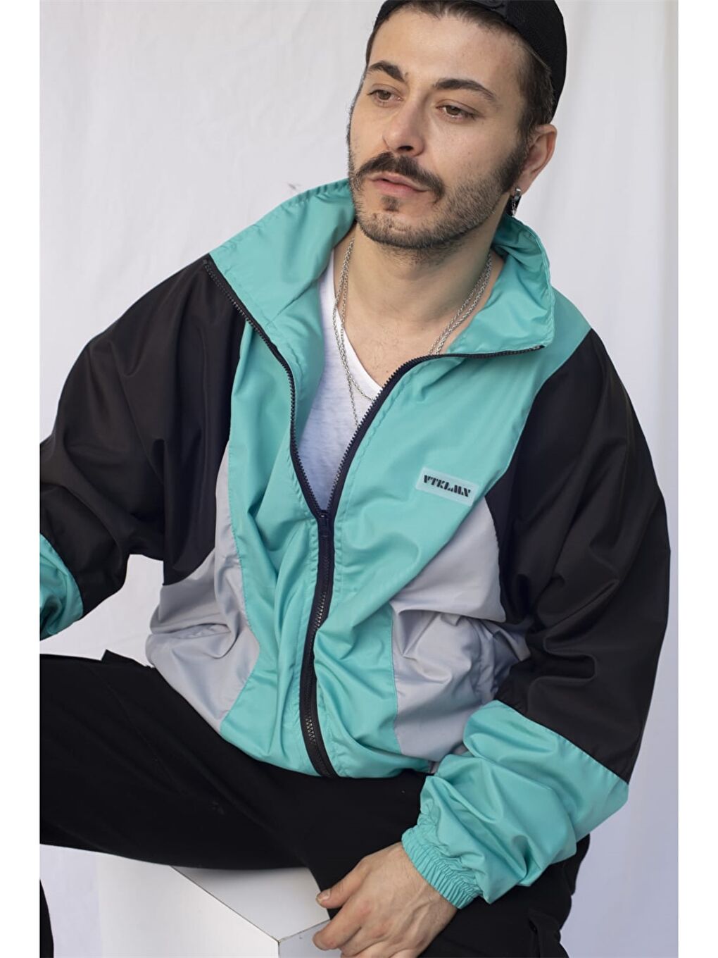 Yeşil Oversize Dik Yaka Unisex Bomber Ceket-1