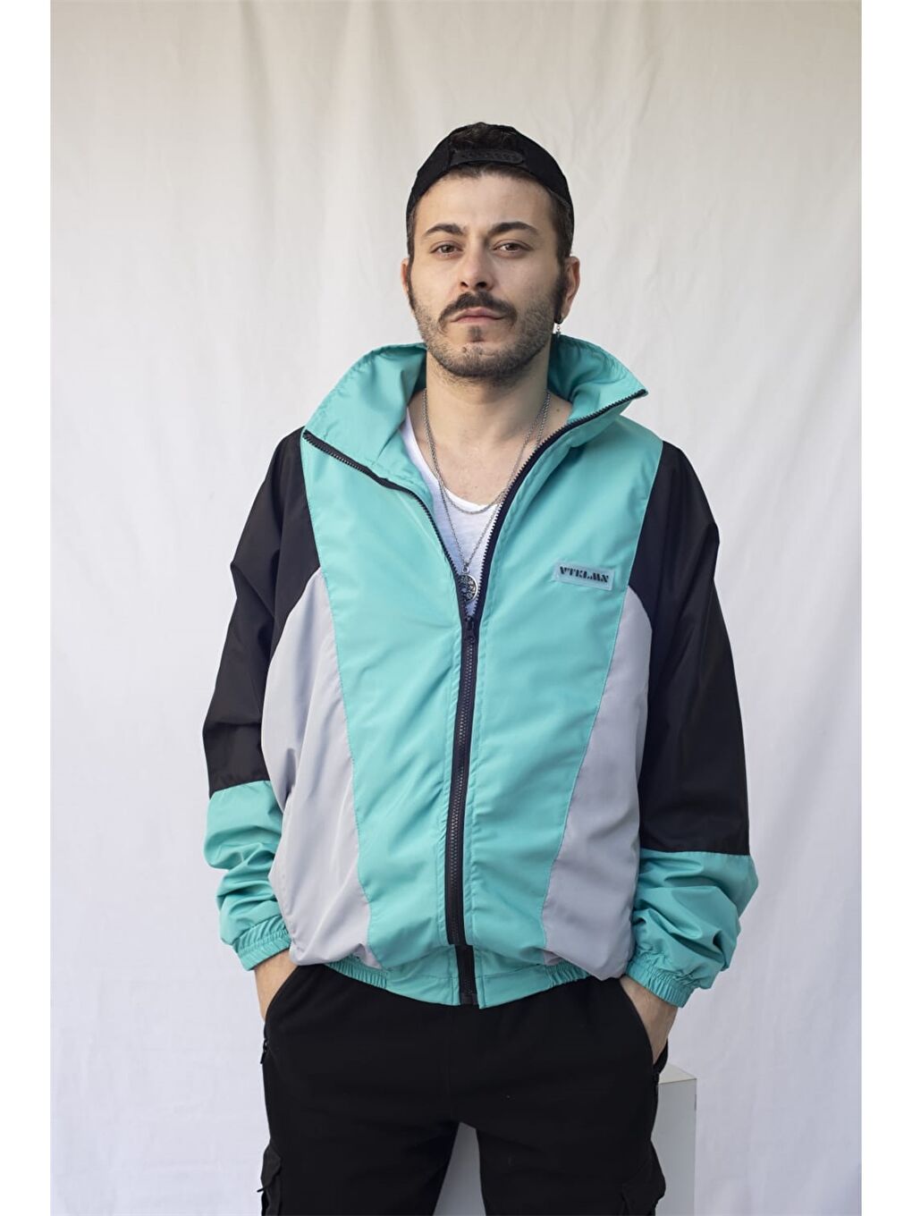 Yeşil Oversize Dik Yaka Unisex Bomber Ceket-2