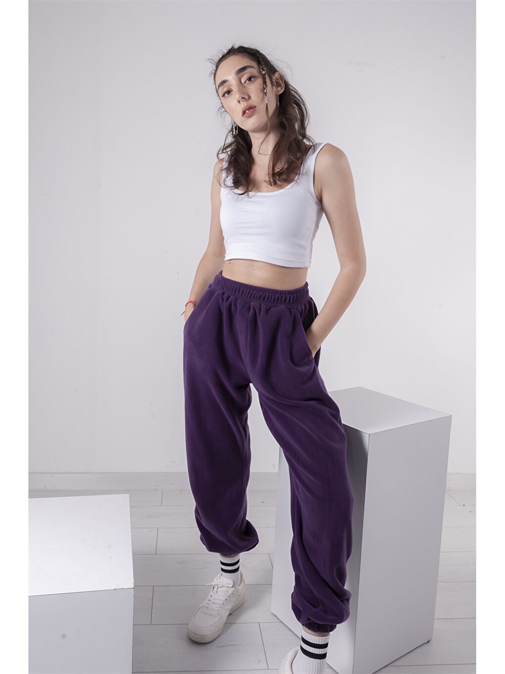 Mor Unisex Polar Eşofman Altı-2