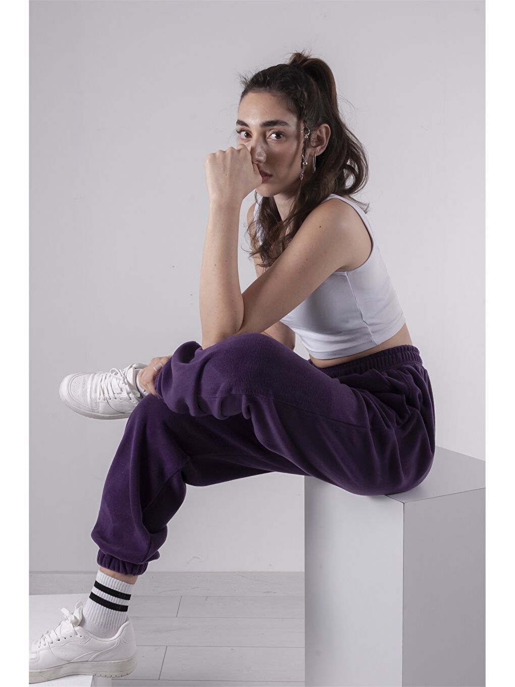 Mor Unisex Polar Eşofman Altı-3