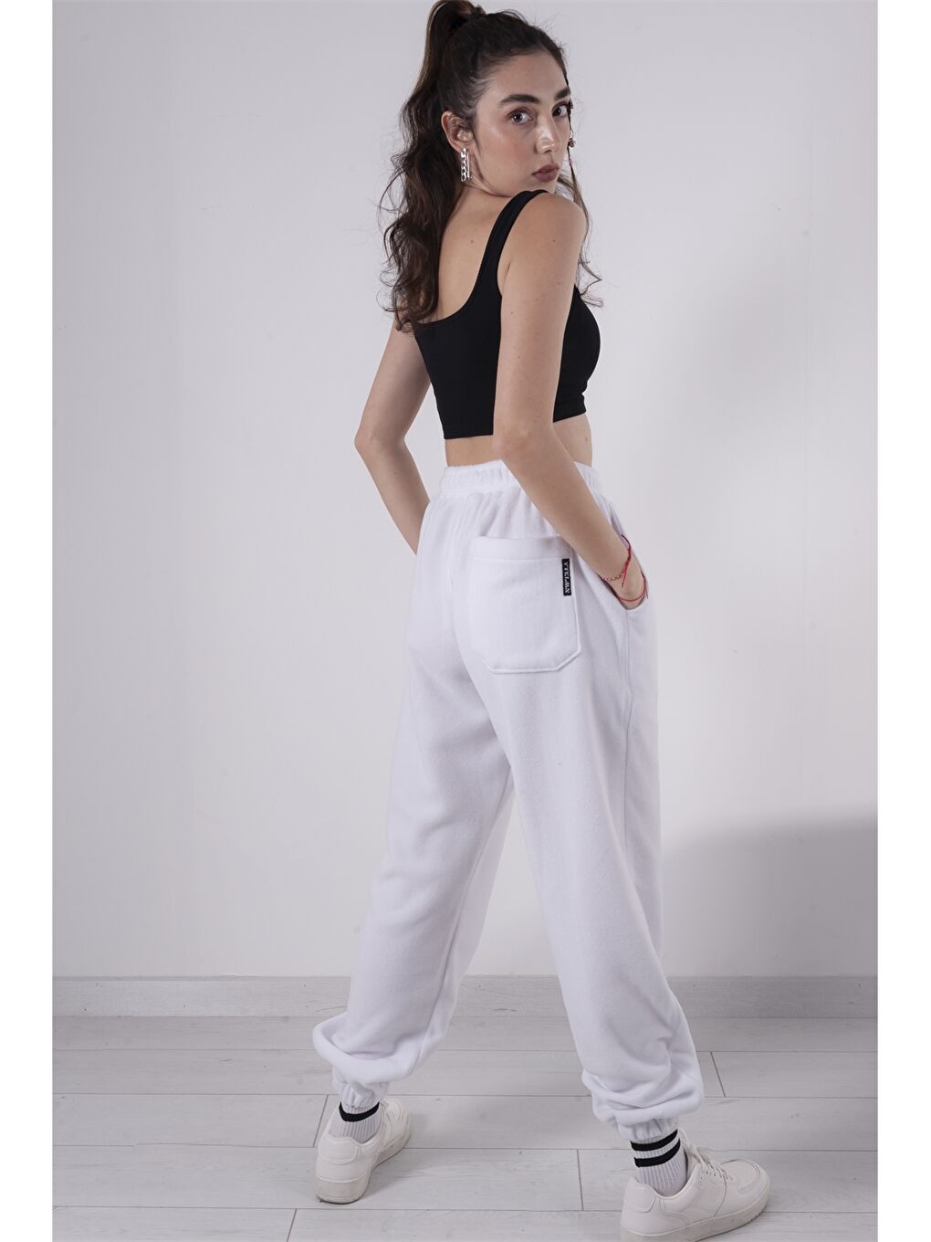 Beyaz Unisex Polar Eşofman Altı-3