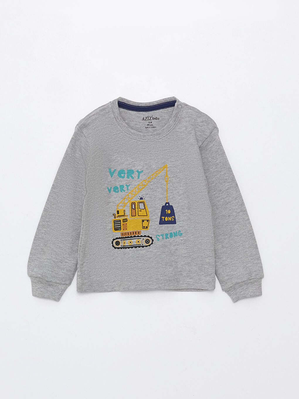 Gri Bisiklet Yaka Uzun Kollu Baskılı Erkek Bebek Sweatshirt ve Eşofman Alt 2'li Takım-1