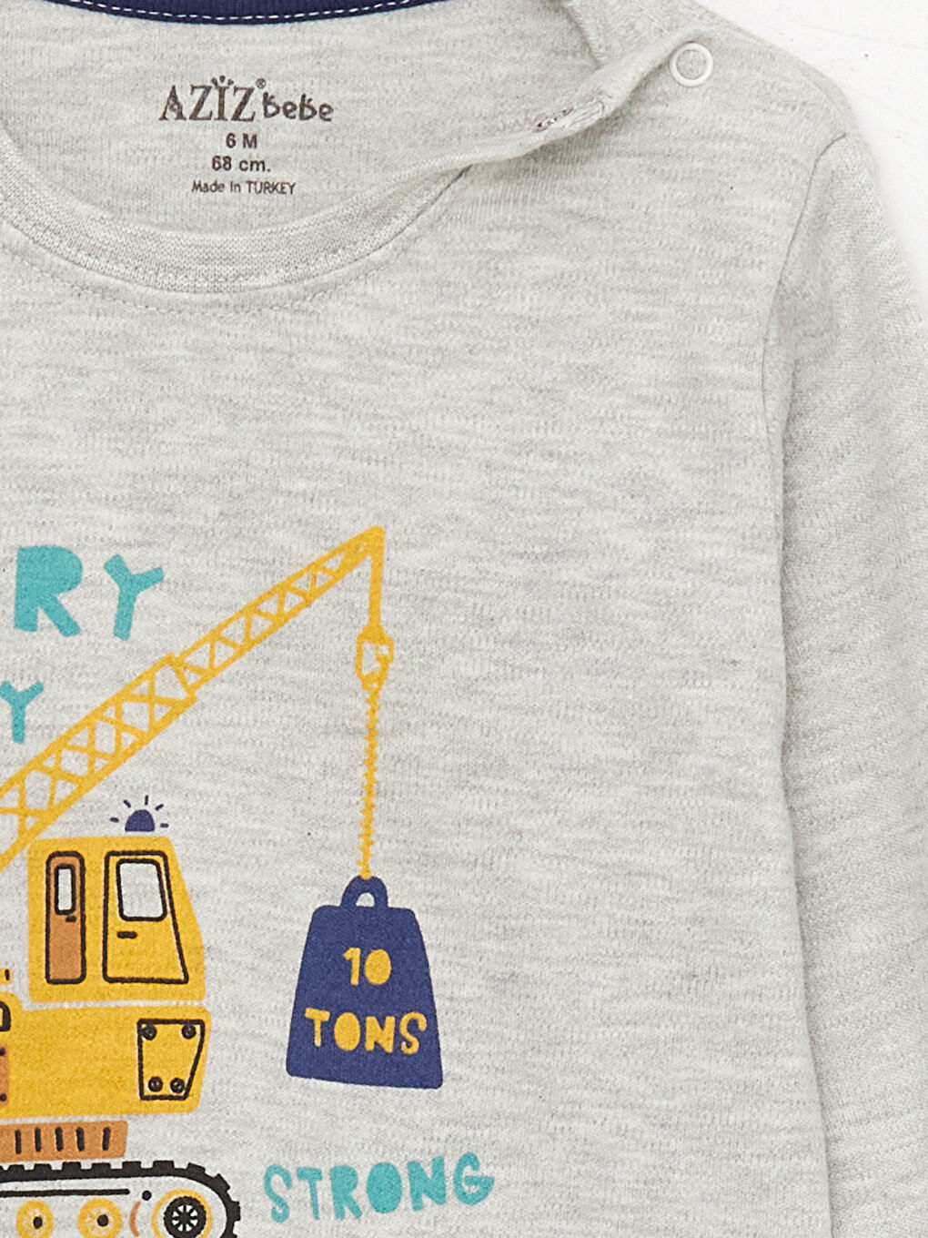 Gri Bisiklet Yaka Uzun Kollu Baskılı Erkek Bebek Sweatshirt ve Eşofman Alt 2'li Takım-5