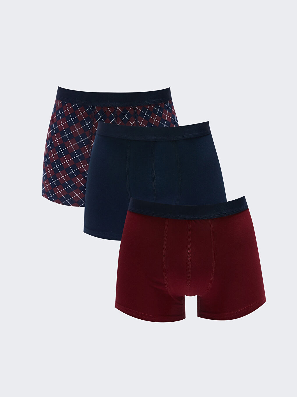 Lacivert Standart Kalıp Pamuklu Esnek Erkek Boxer 3'lü