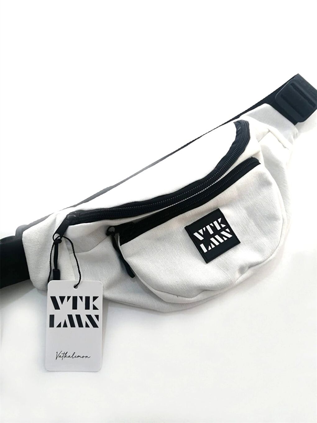 Beyaz Baskılı Unisex Bel Çantası