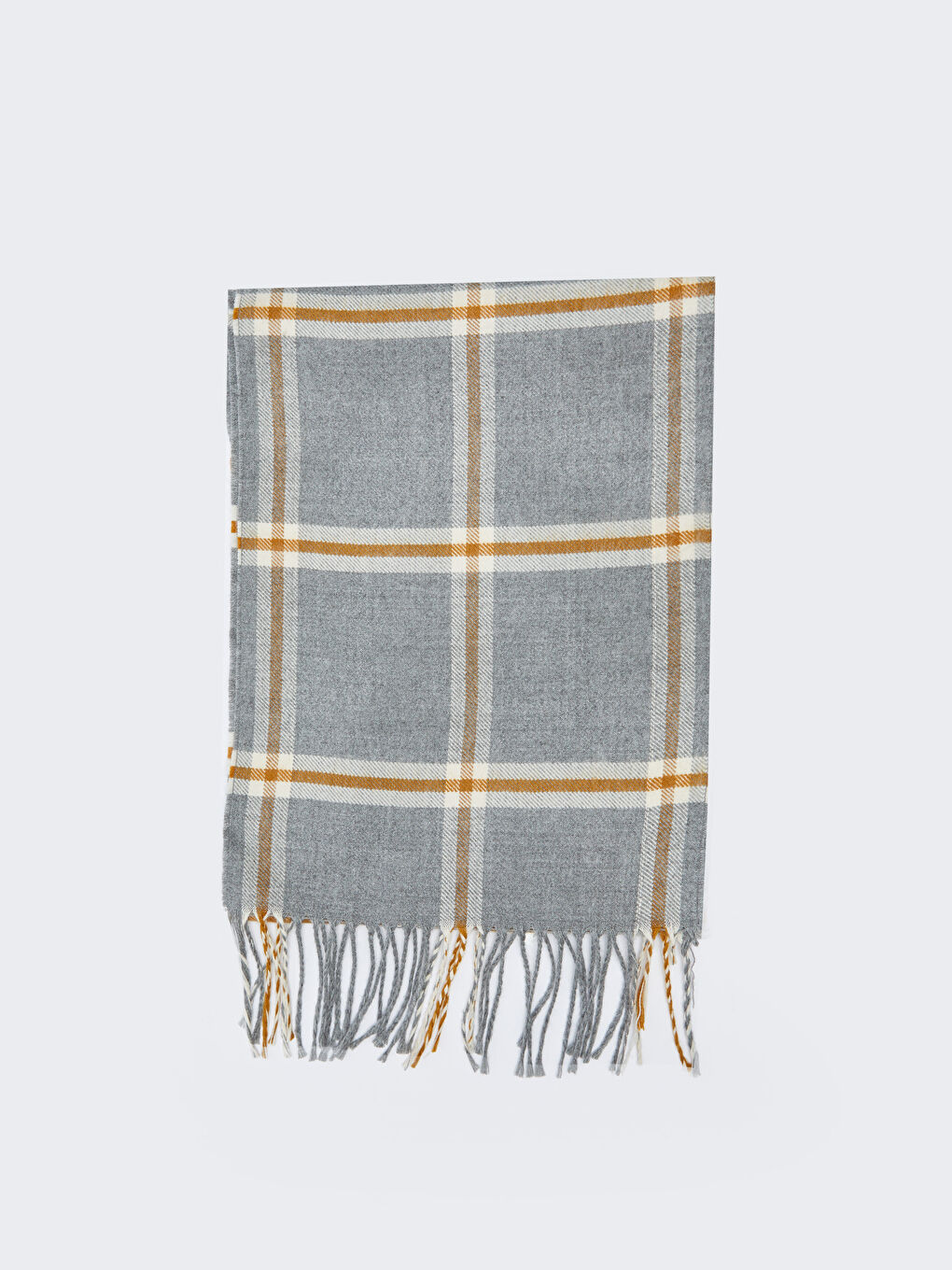 Plaid Patterned Fringed Men's Scarf-2