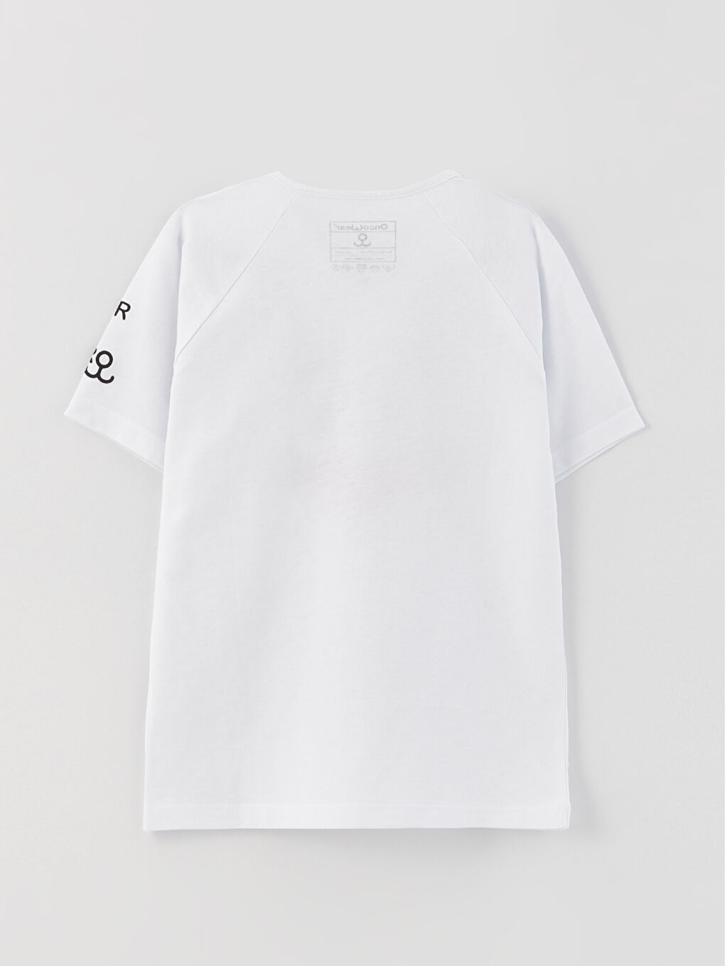 Beyaz V Yaka Baskılı Kısa Kollu Erkek Çocuk Tişört-1