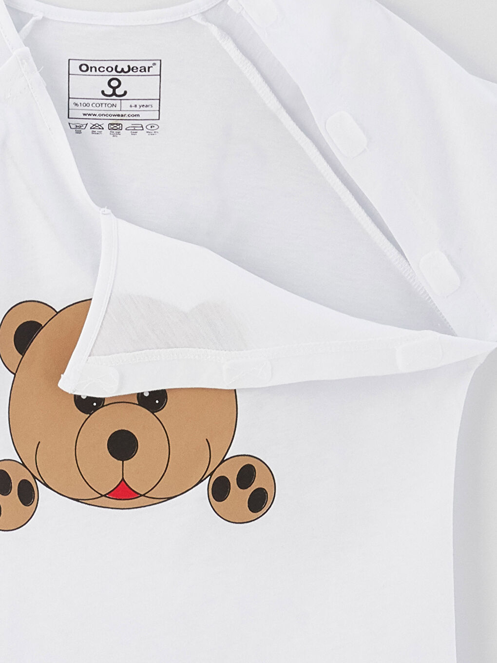 Beyaz V Yaka Baskılı Kısa Kollu Erkek Çocuk Tişört-2