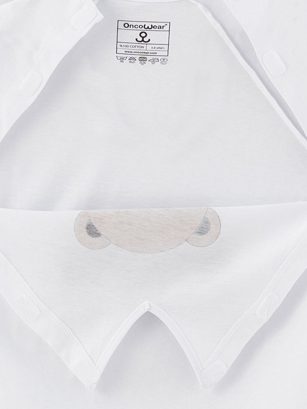 Beyaz V Yaka Baskılı Kısa Kollu Erkek Çocuk Tişört-3