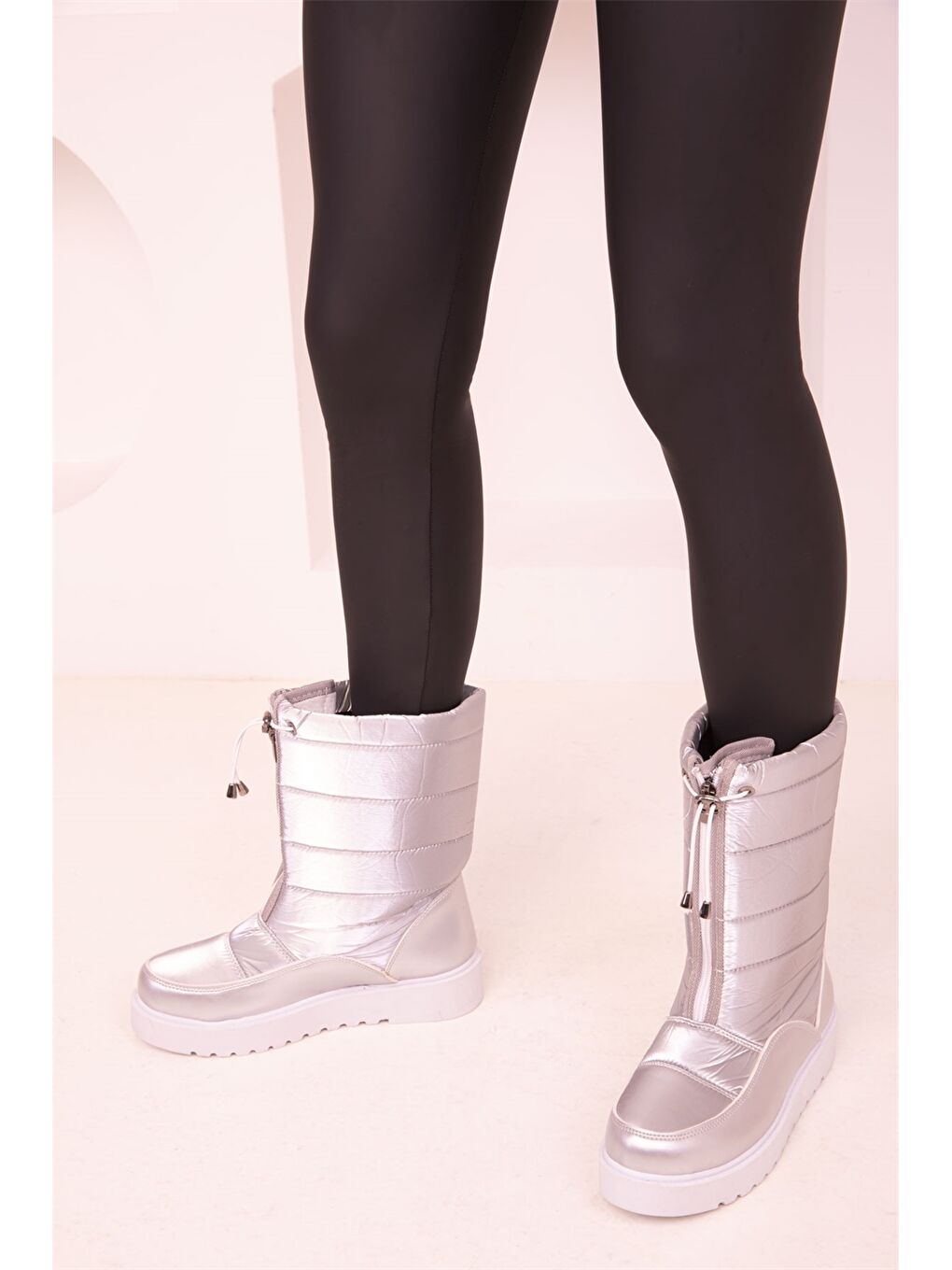 Gri Fermuarlı Kadın Kar Botu-1