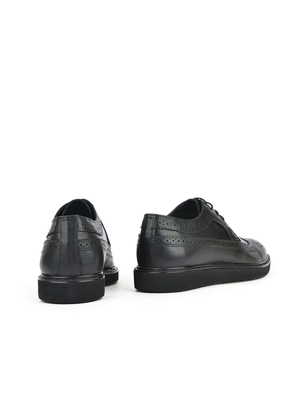 Siyah Hakiki Deri Bağcıklı Erkek Klasik Ayakkabı-2