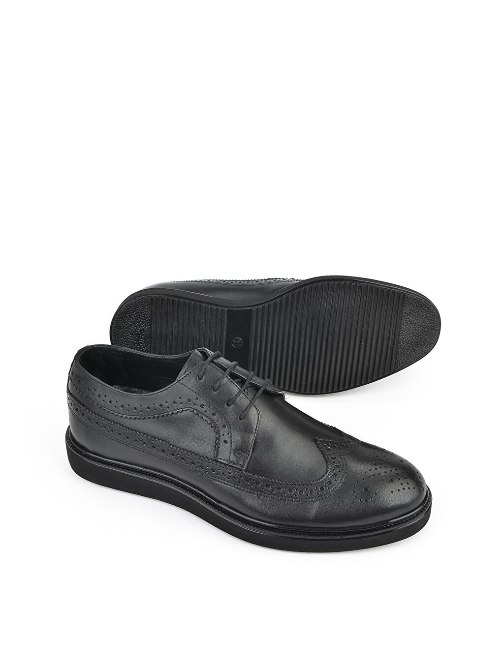 Siyah Hakiki Deri Bağcıklı Erkek Klasik Ayakkabı-3