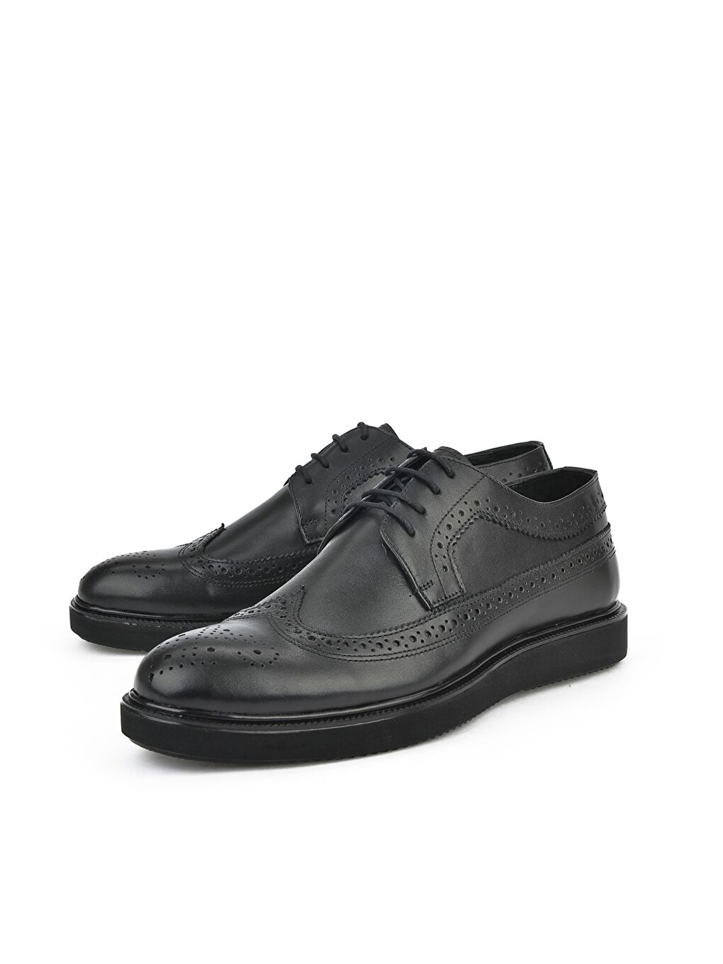 Siyah Hakiki Deri Bağcıklı Erkek Klasik Ayakkabı-5