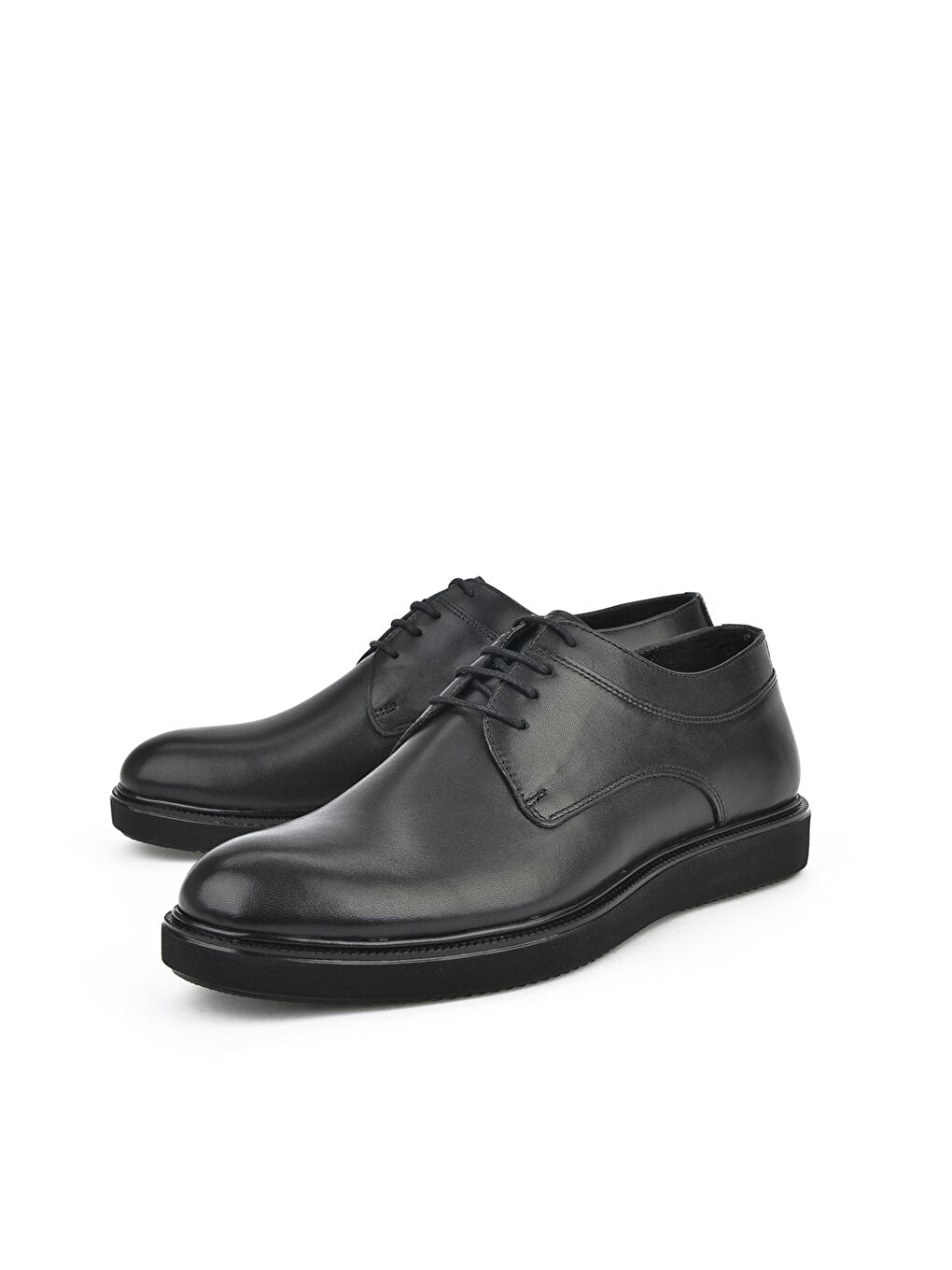 Siyah Hakiki Deri Bağcıklı Erkek Klasik Ayakkabı-5